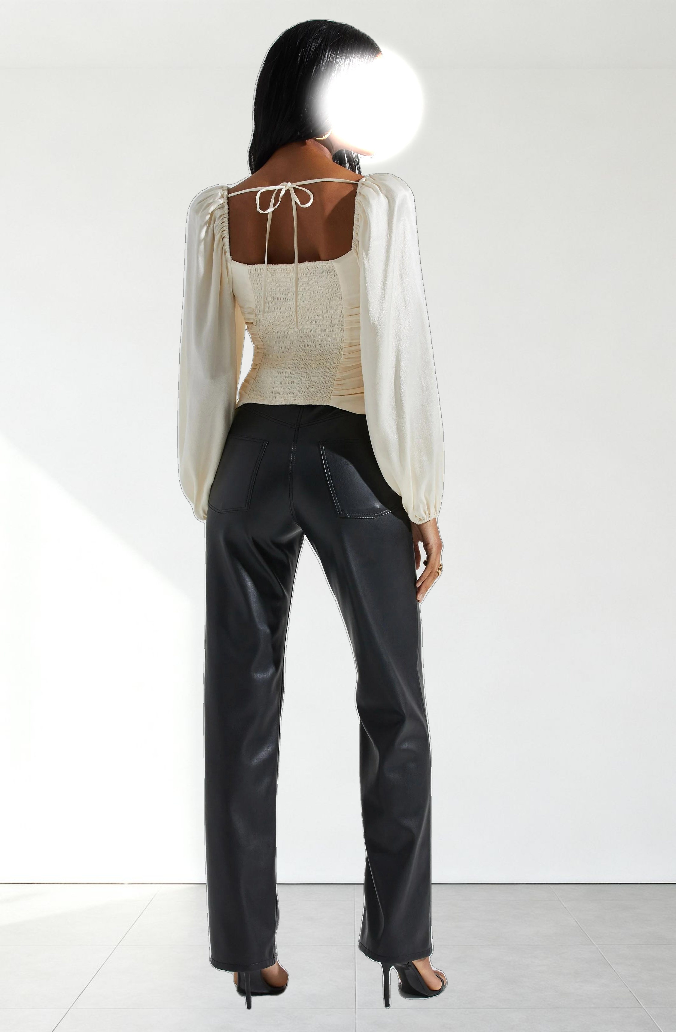 Yamuna Rhinestone Trim Long Sleeve Top