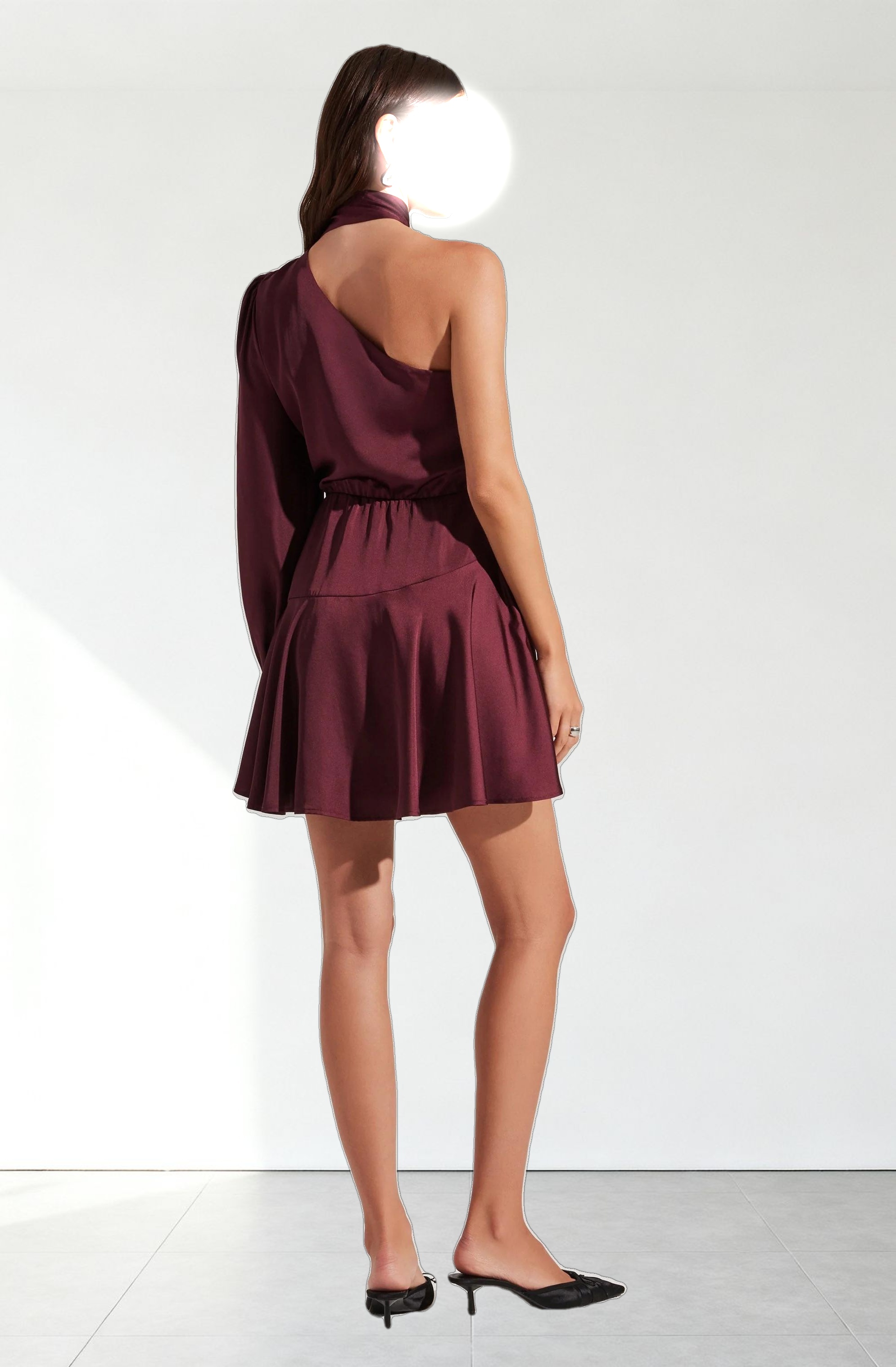 Satin Scarf Mini Skater Dress