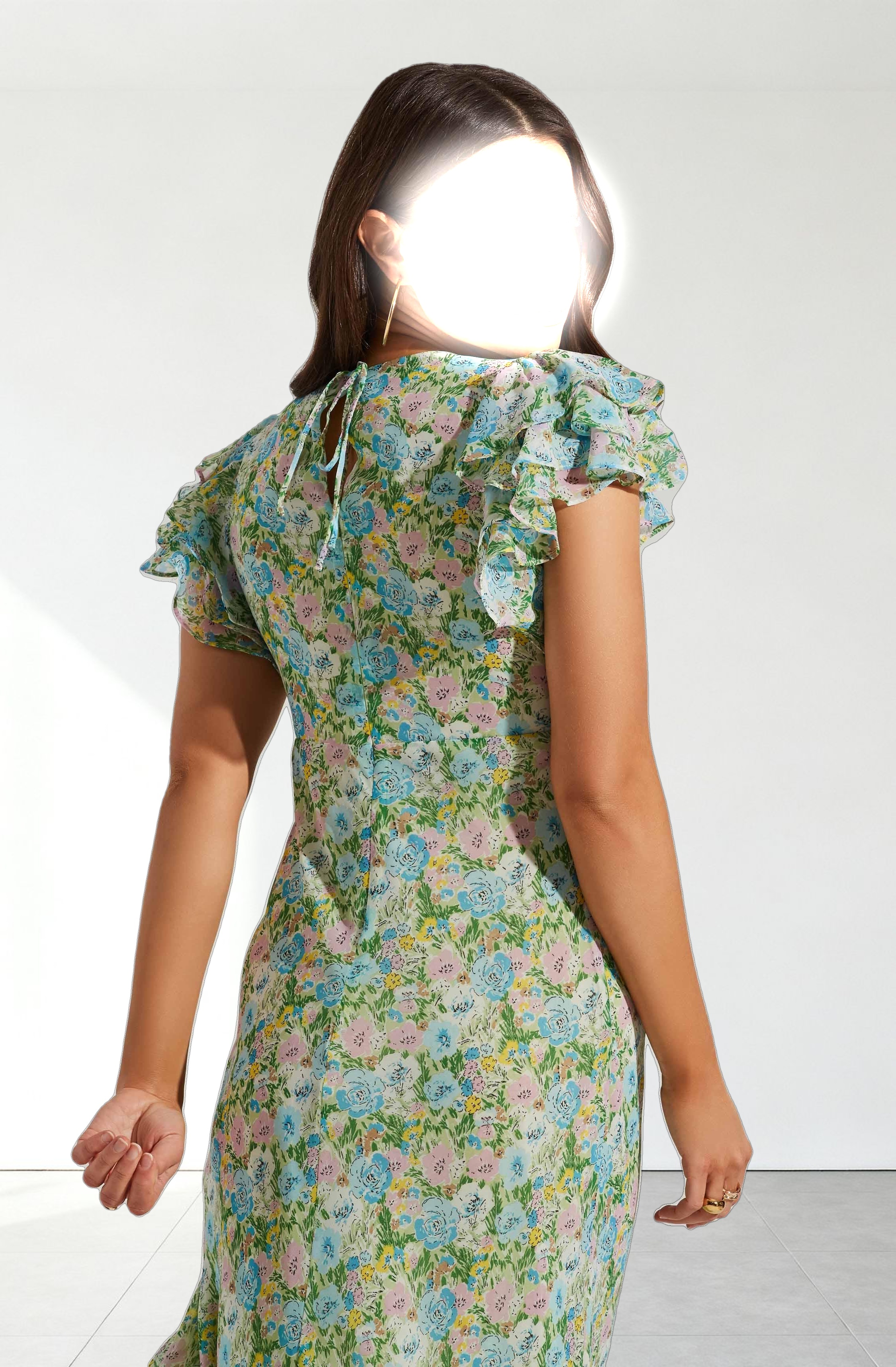 Celestine Floral Ruffle Midi Dress