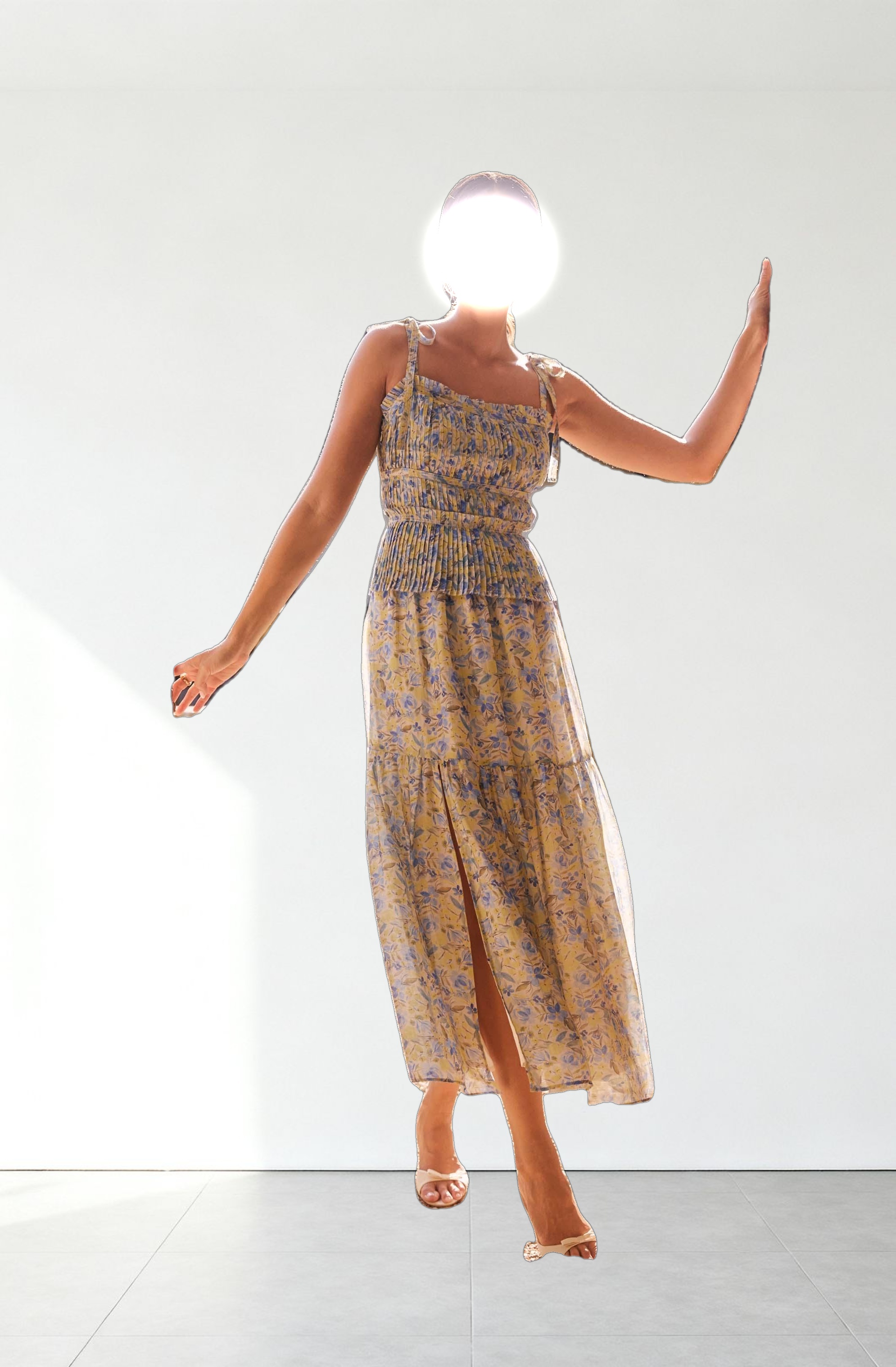 Ethelind Floral Pleated Maxi Dress