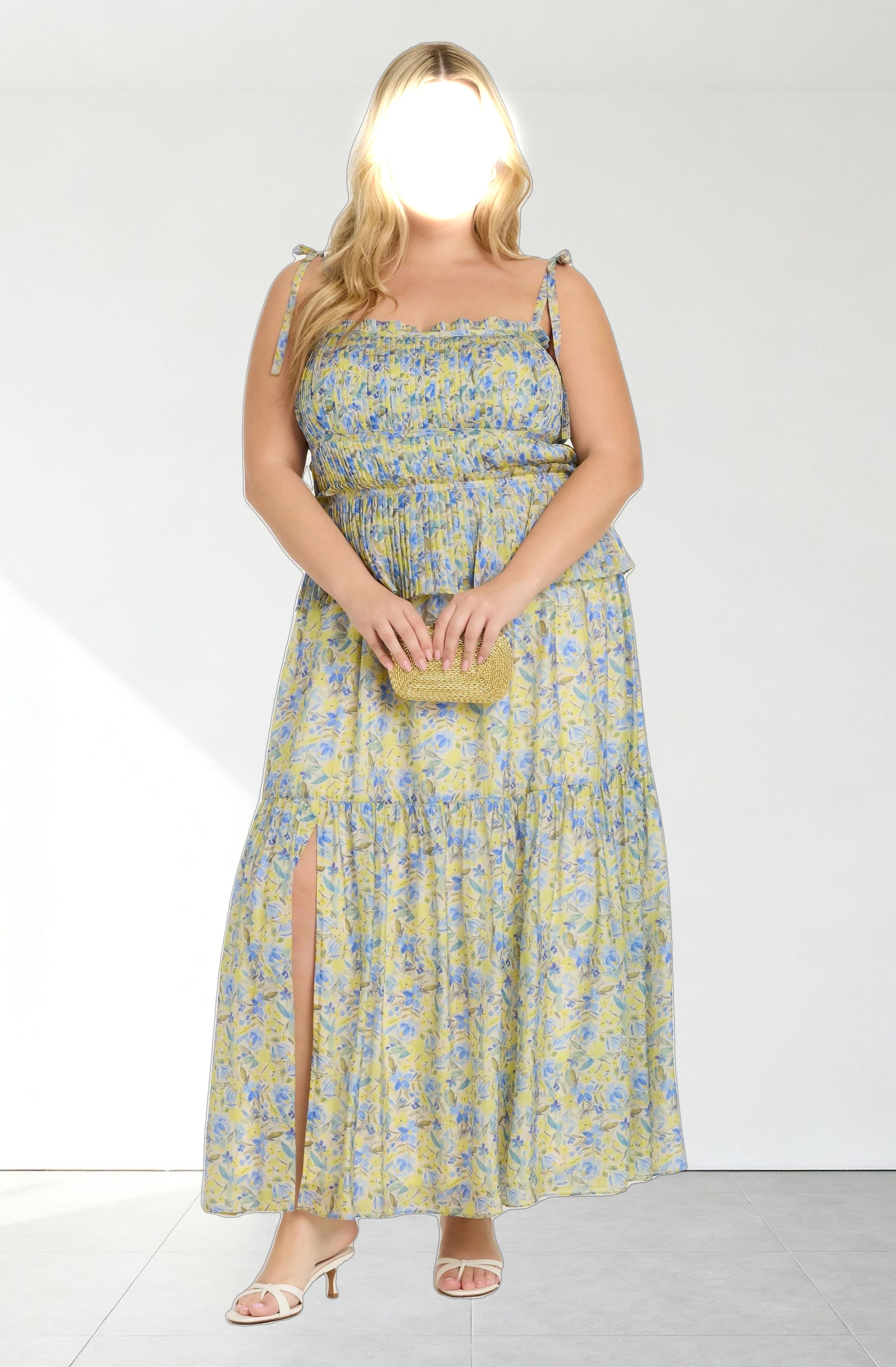Ethelind Floral Pleated Maxi Dress