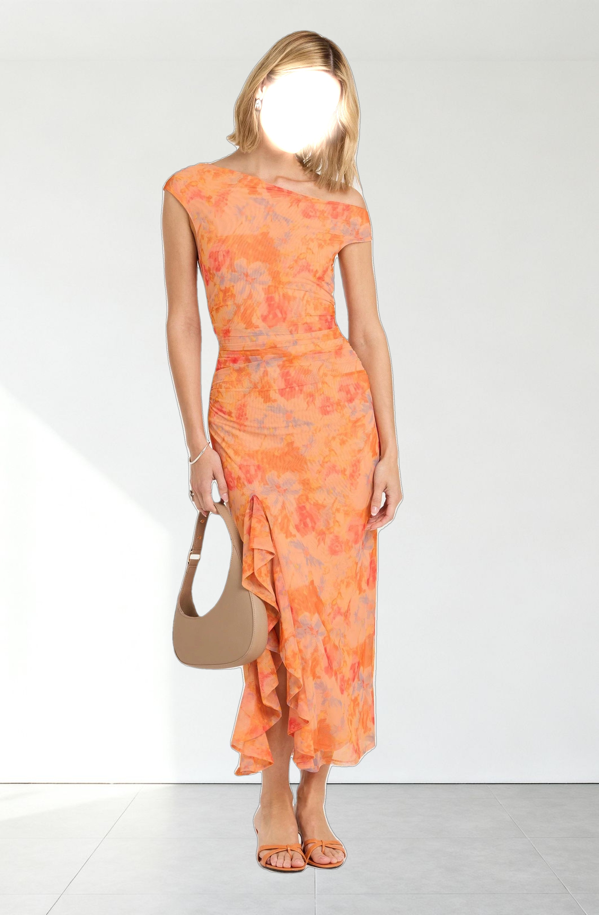 Off Shoulder Ruffle Midi Dress