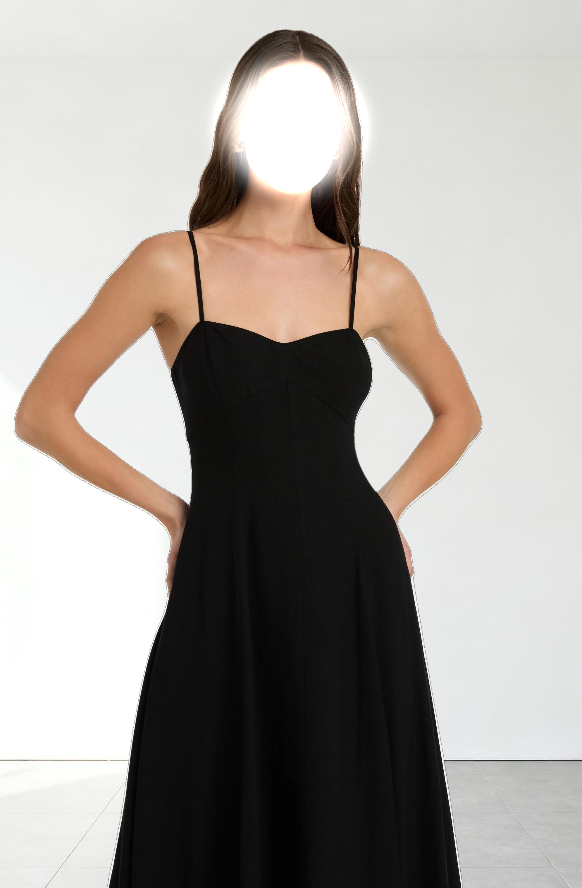 Linen-Blend A-Line Midi Dress