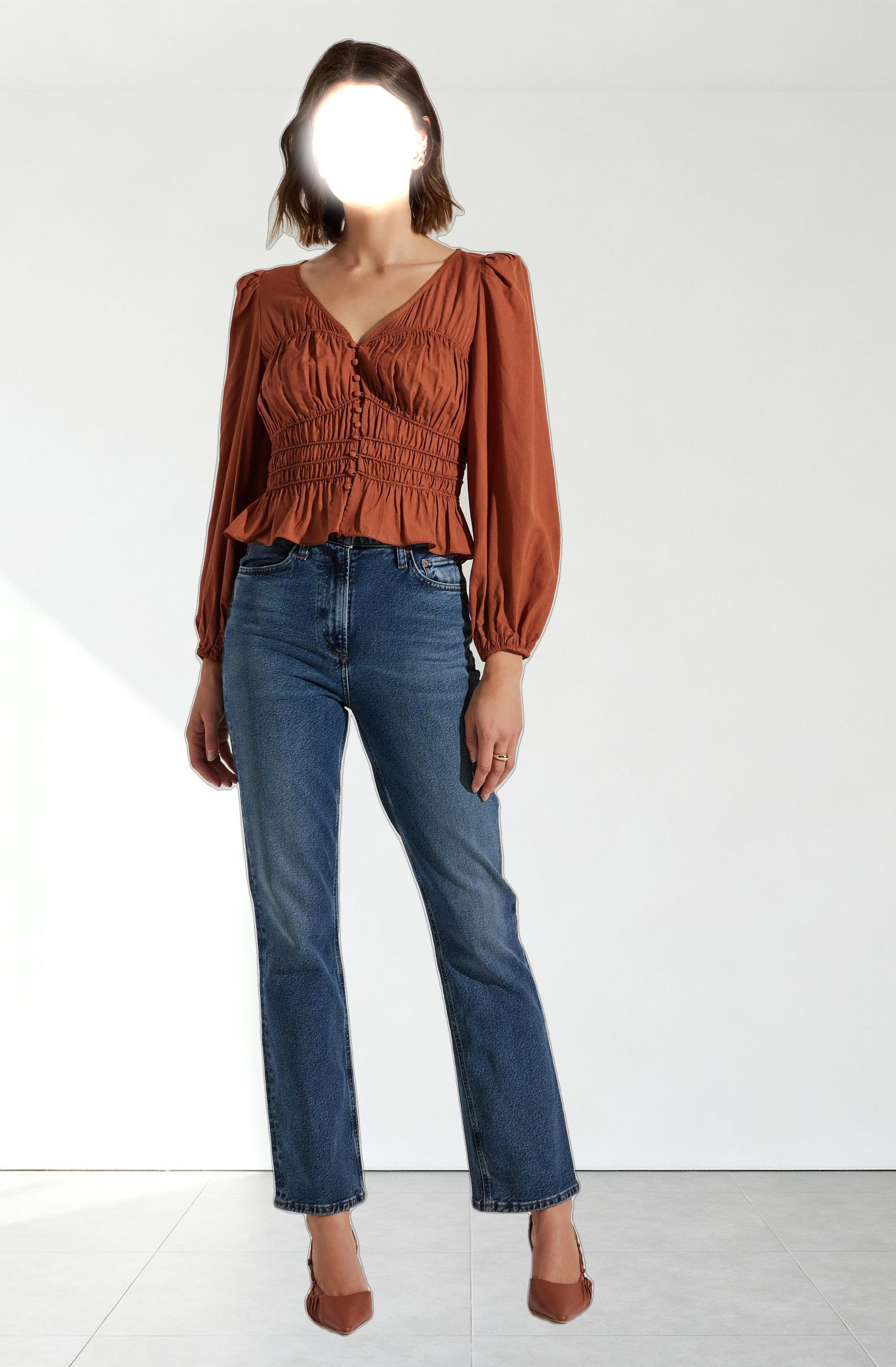 Wilette Smocked V-Neck Top