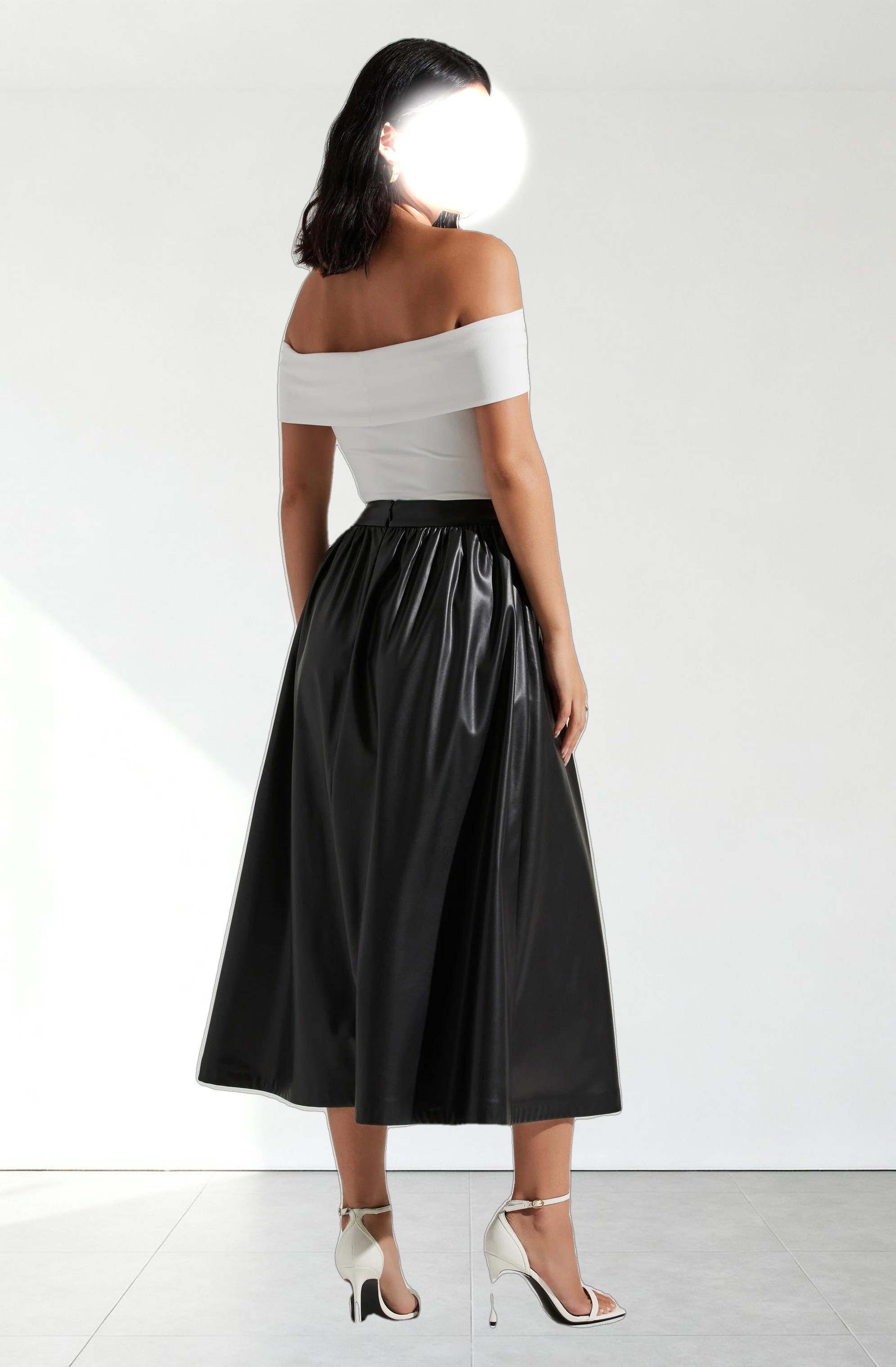 Diandra Faux Leather Midi Skirt