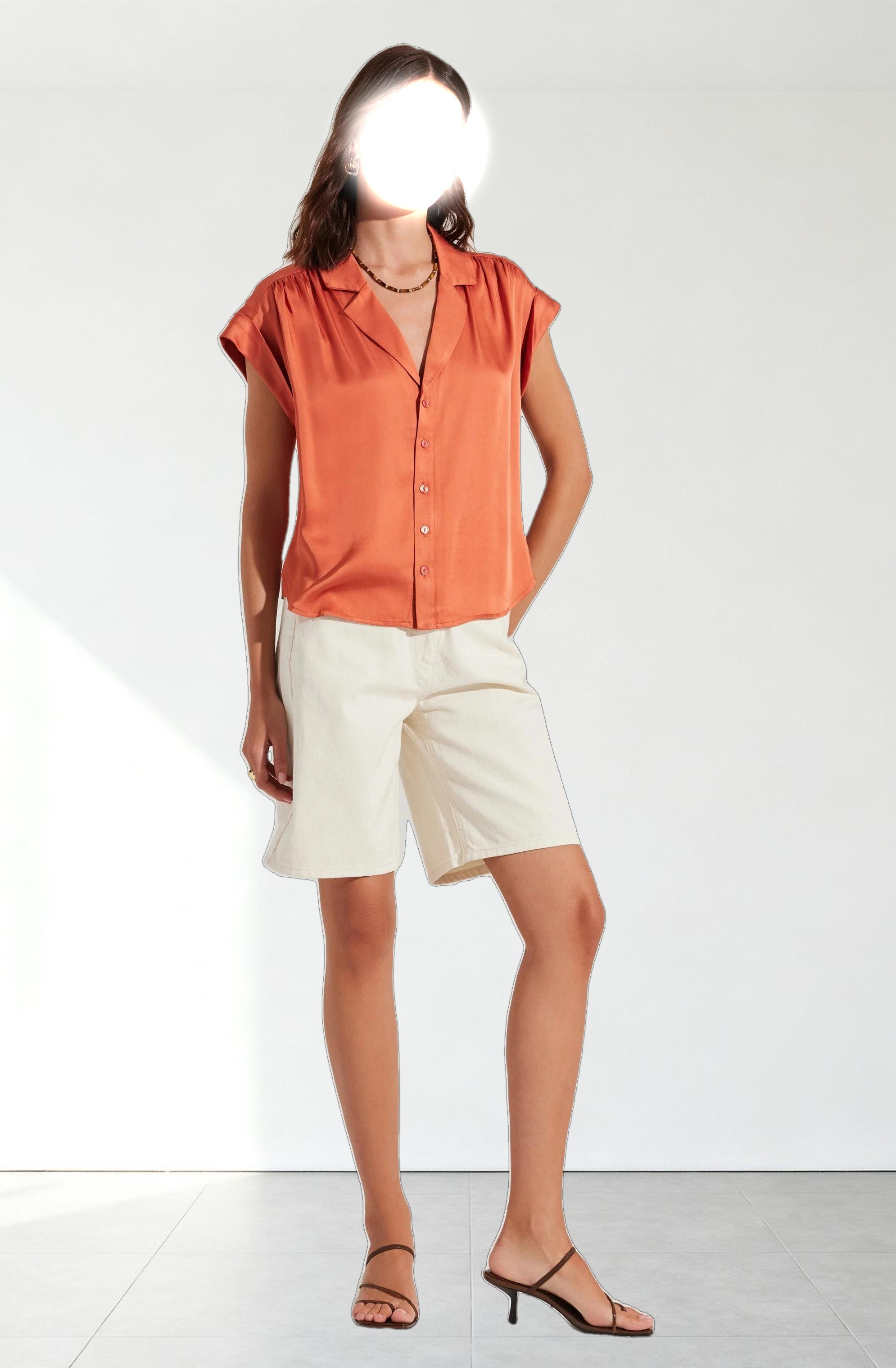 Callen Satin Button Up Top
