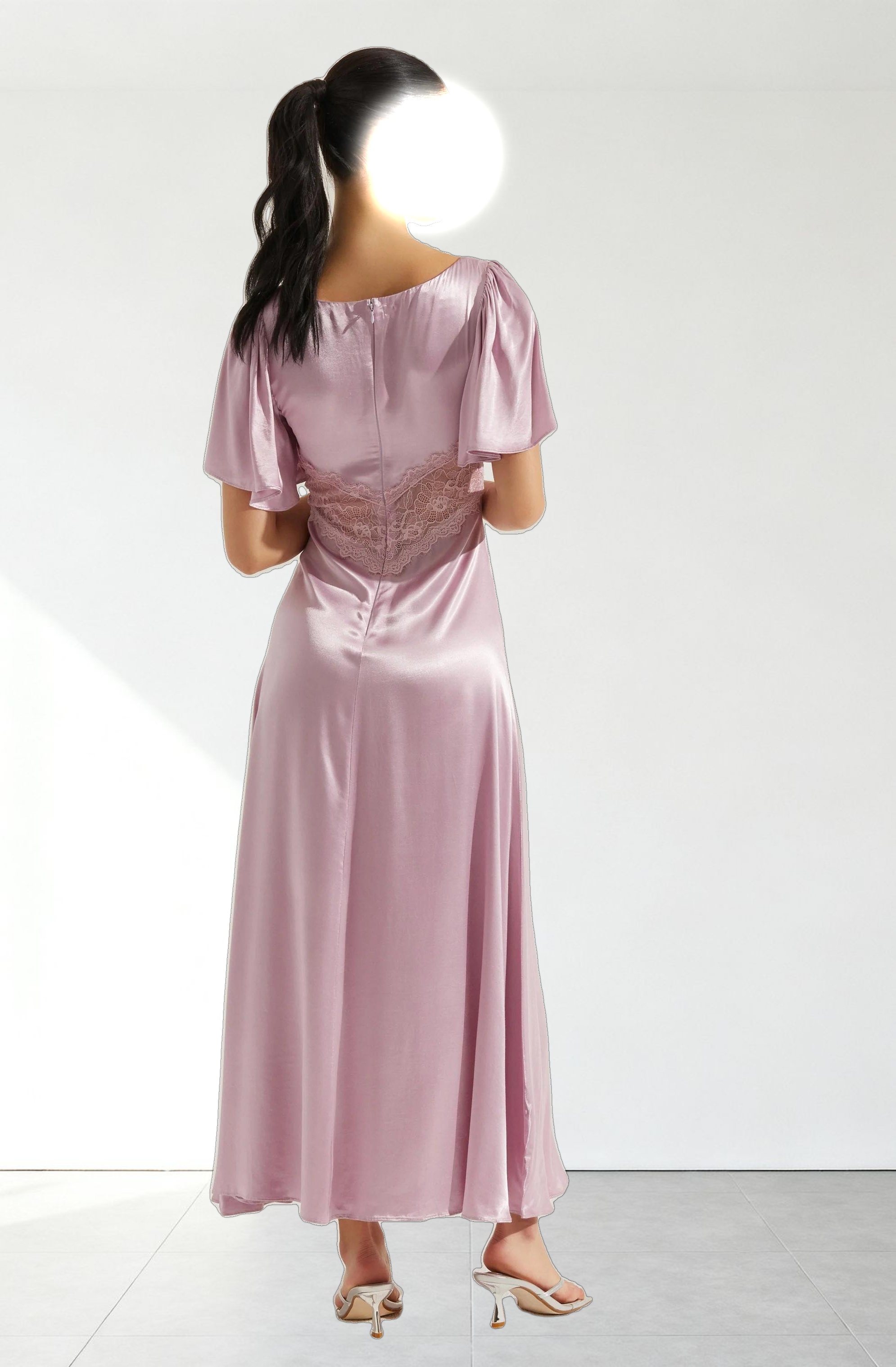 Aurelia Satin V-Neck Midi Dress