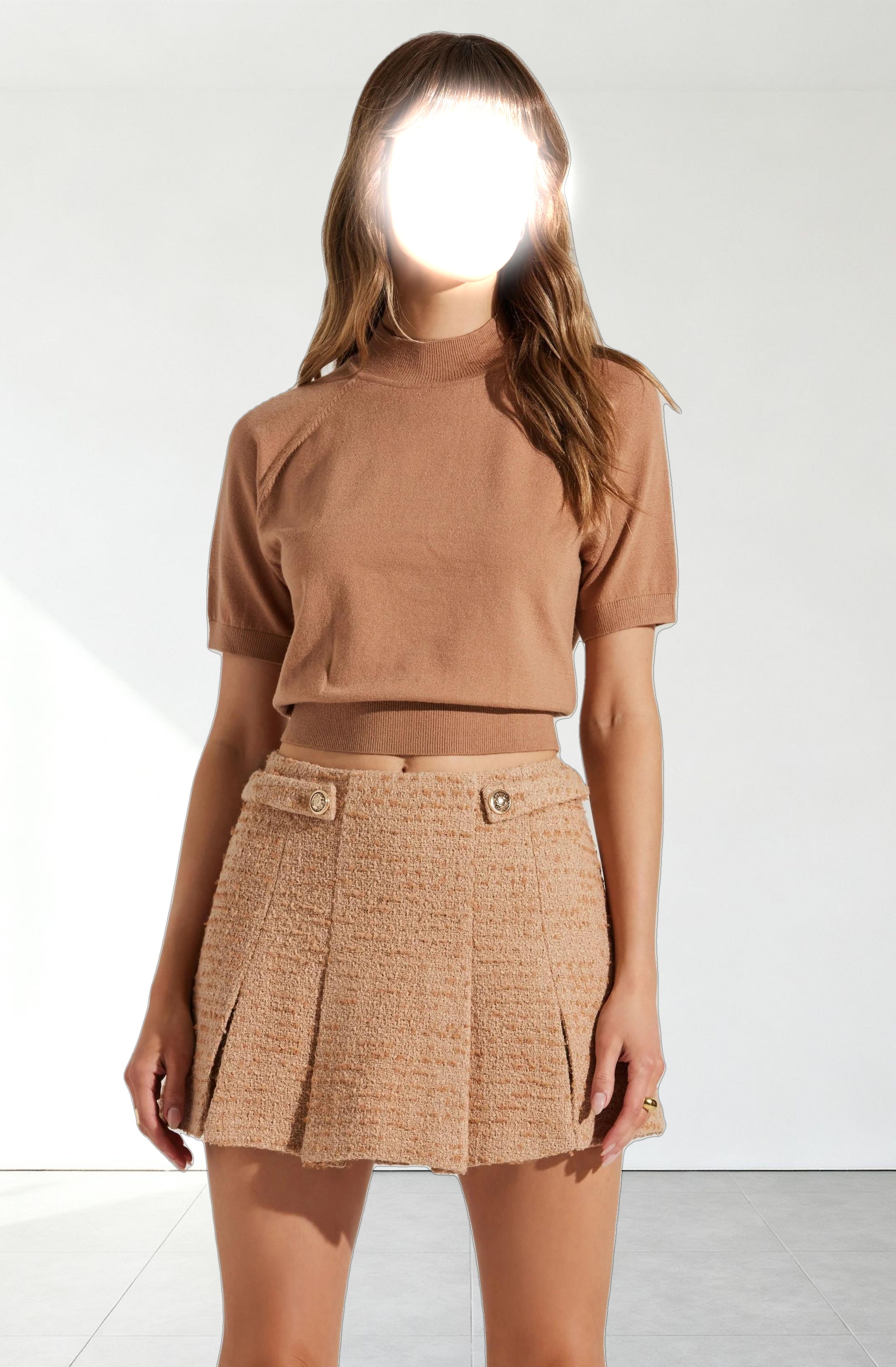 Larine Cropped Mock Neck Sweater