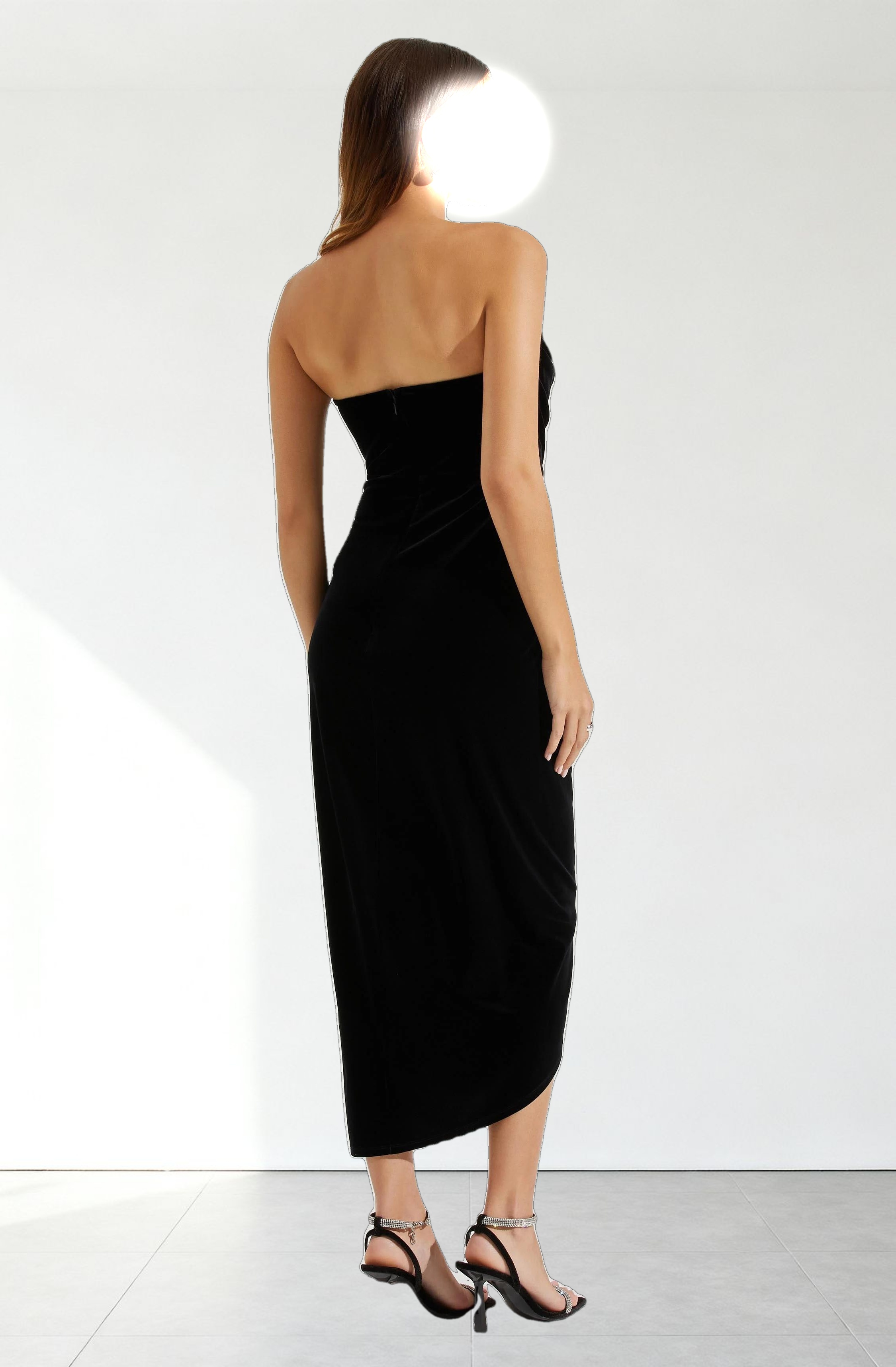 Meghan Velvet Draped Midi Dress