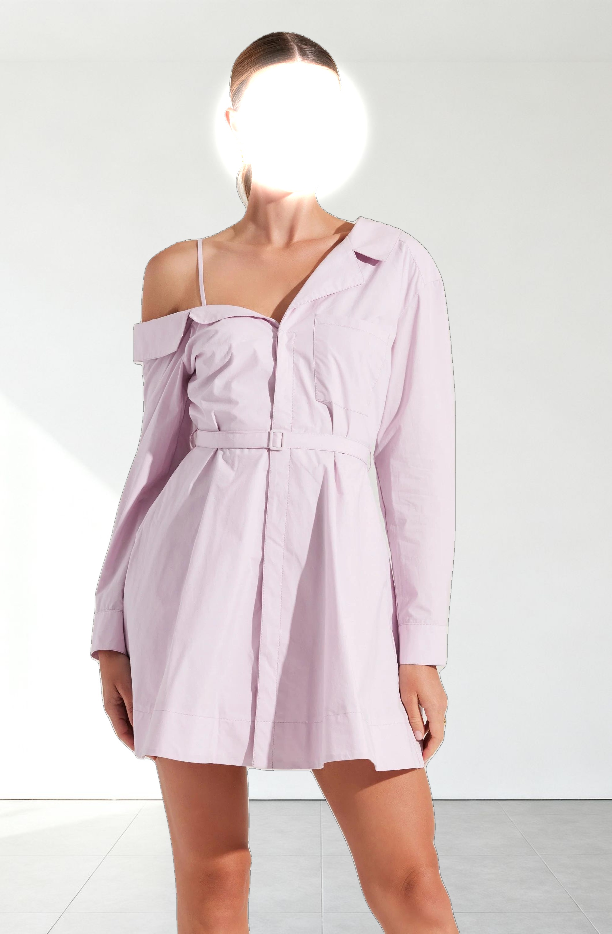 Aveni Off Shoulder Mini Shirt Dress