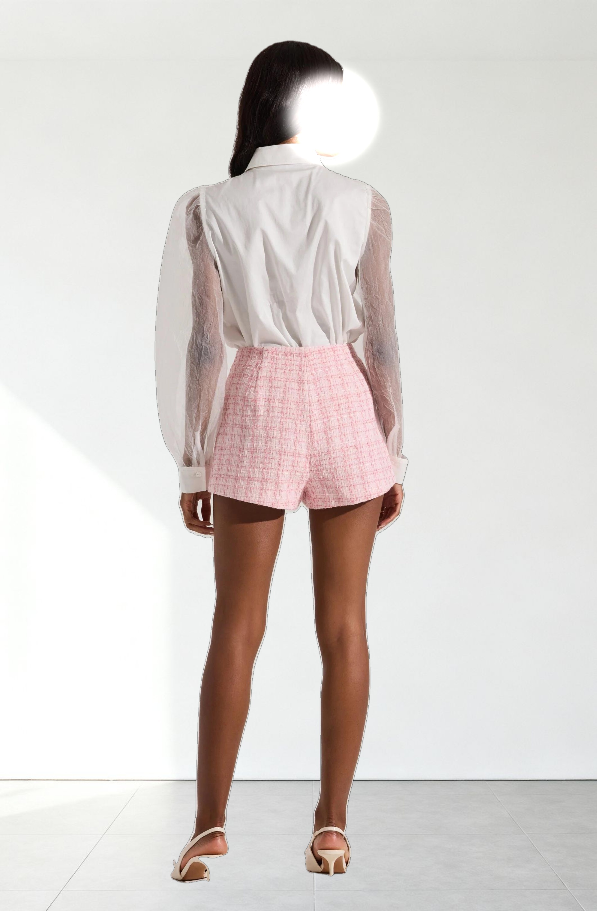 Sheer Sleeve Button Up Shirt