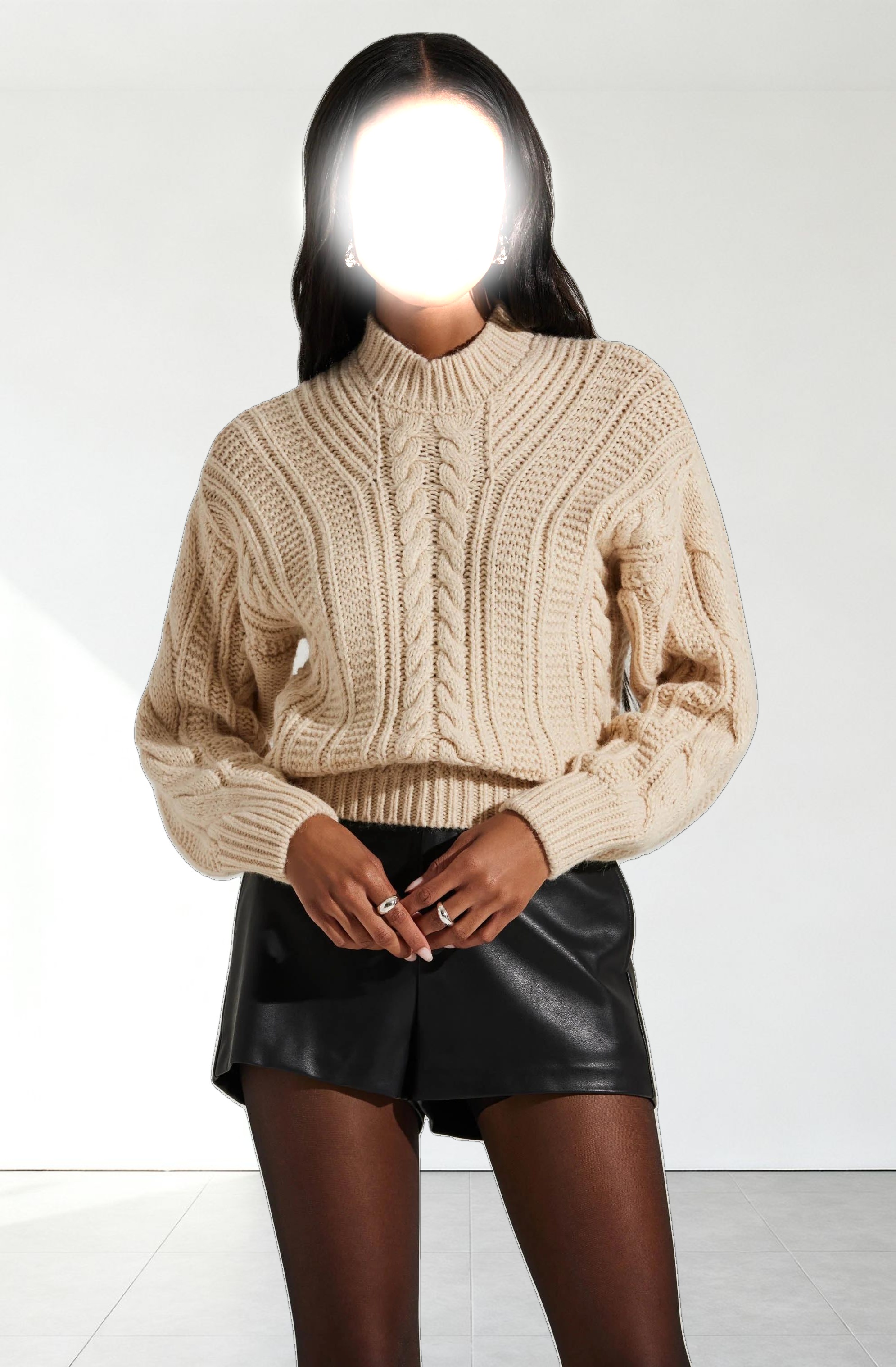 Laverne Cable Knit Tie-Back Sweater