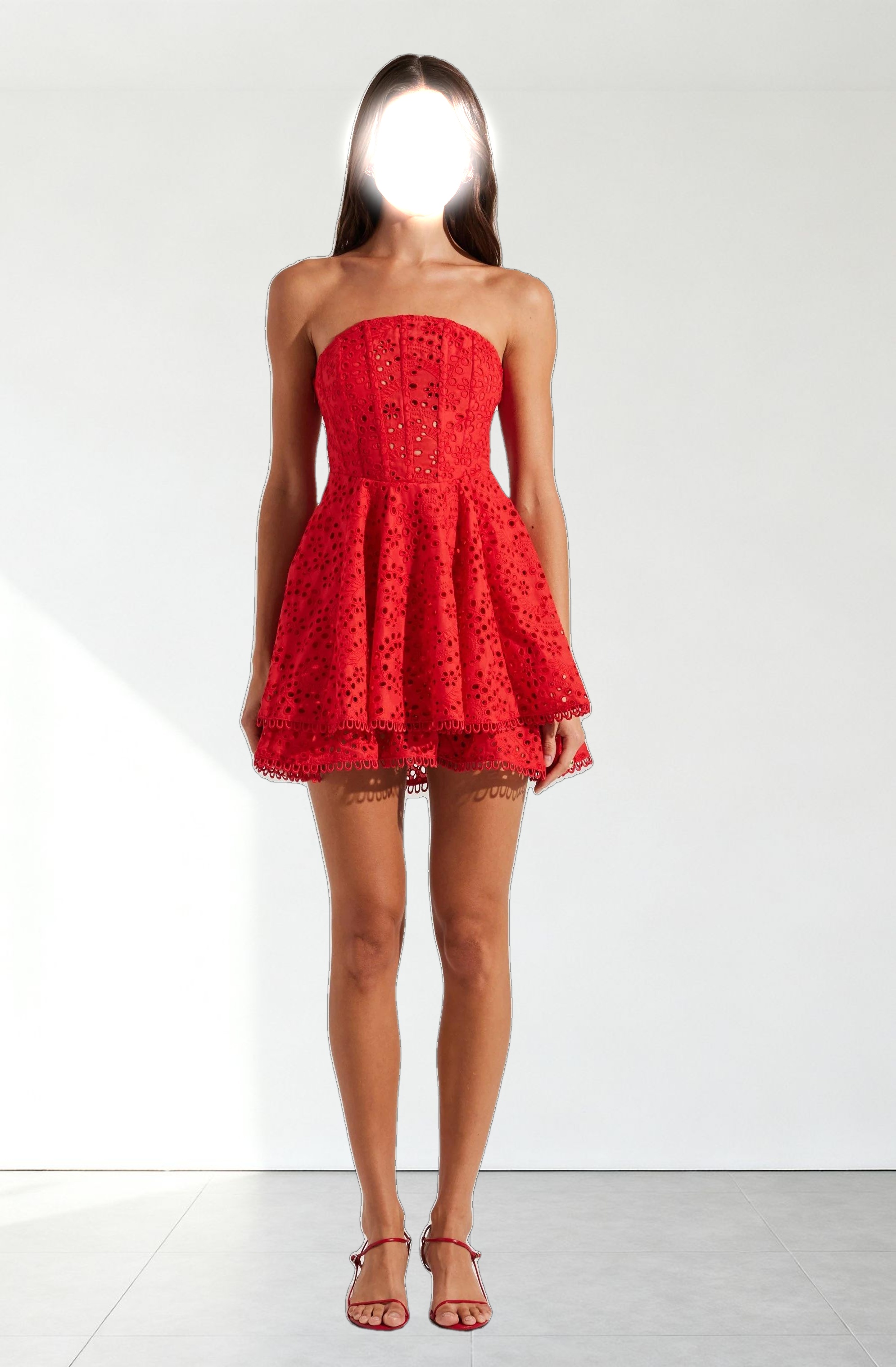 Deasia Strapless Eyelet Mini Dress
