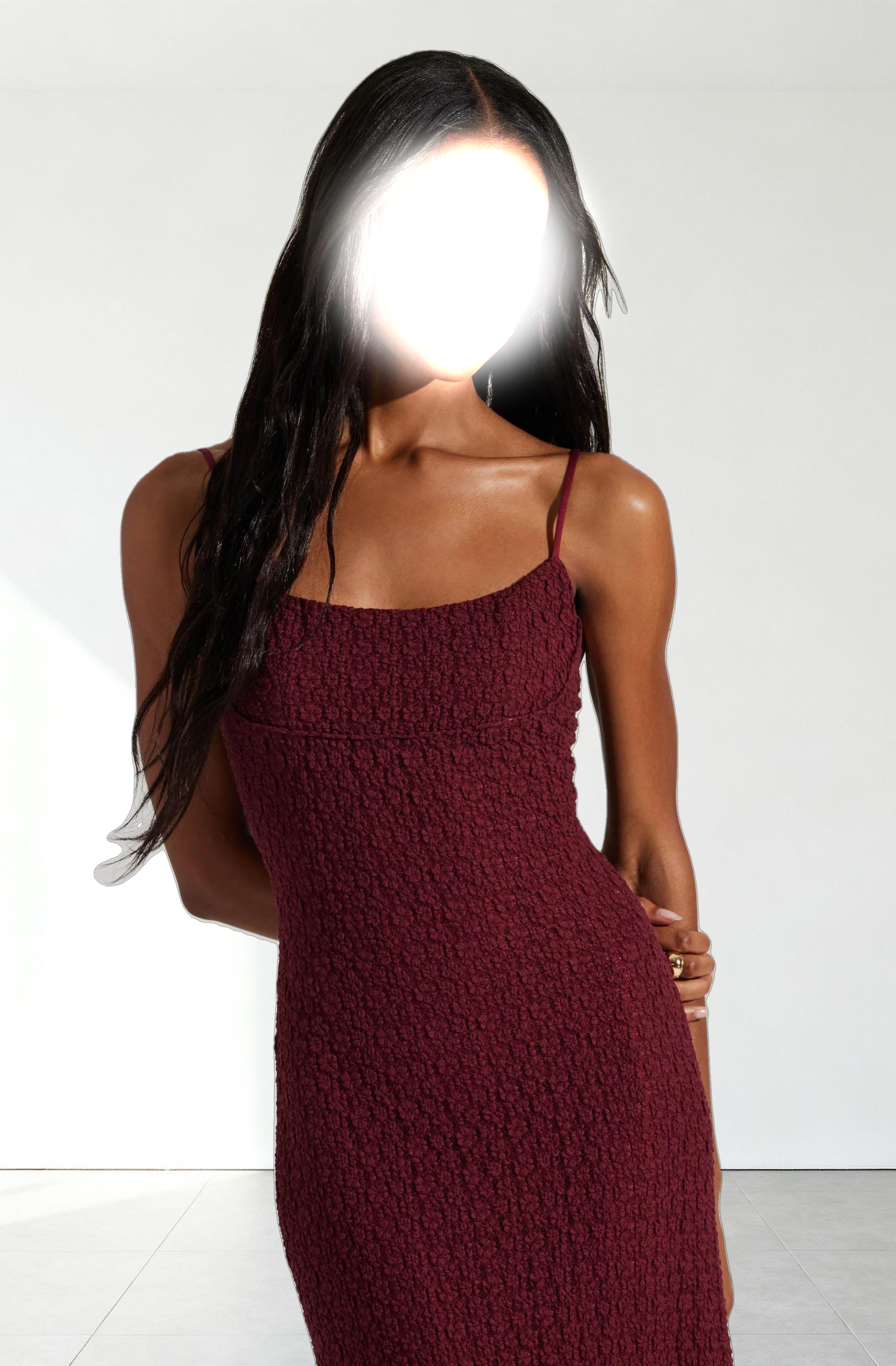 Renaisse Textured Maxi Dress