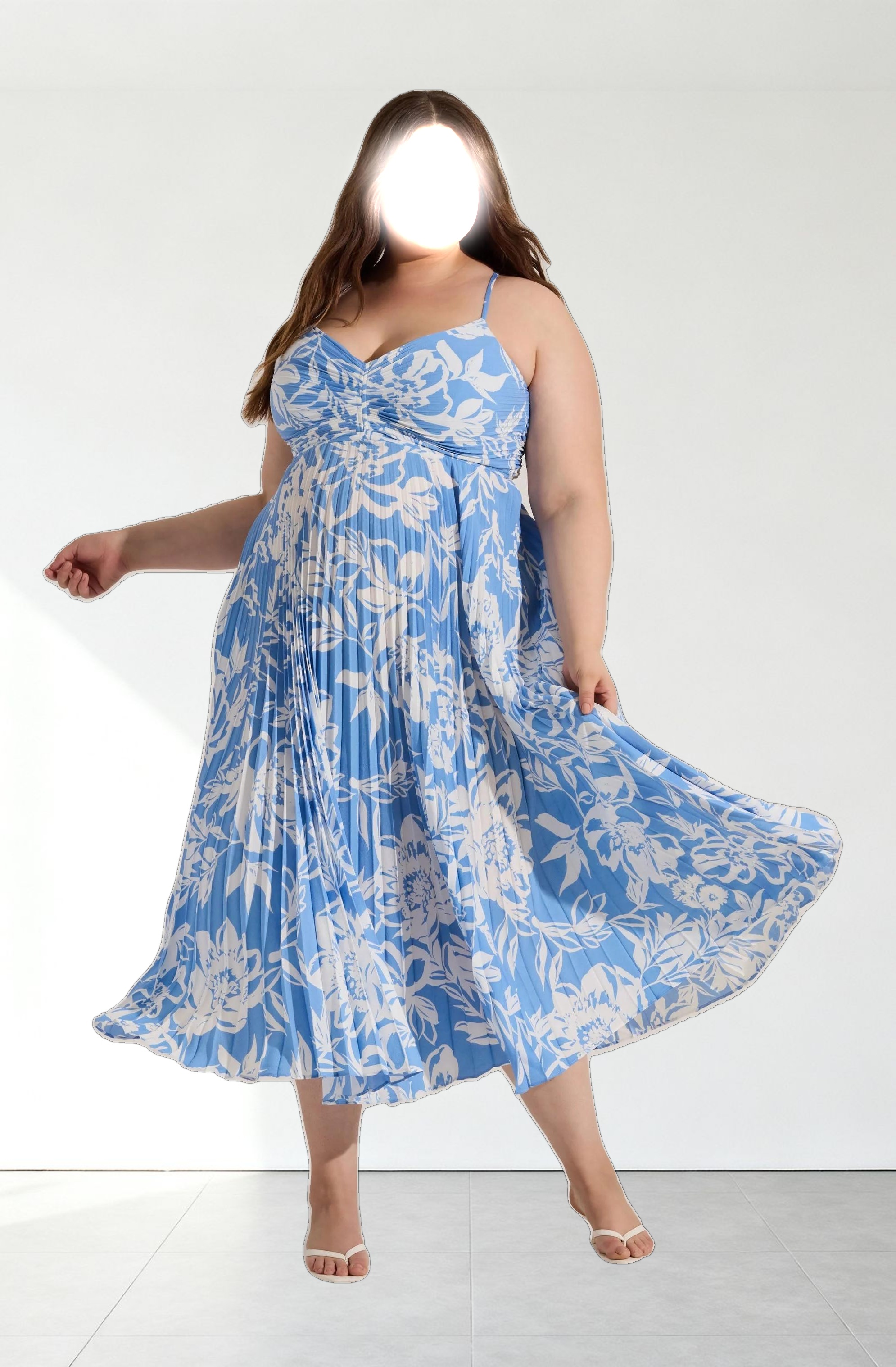 Blythe Floral Plisse Midi Dress