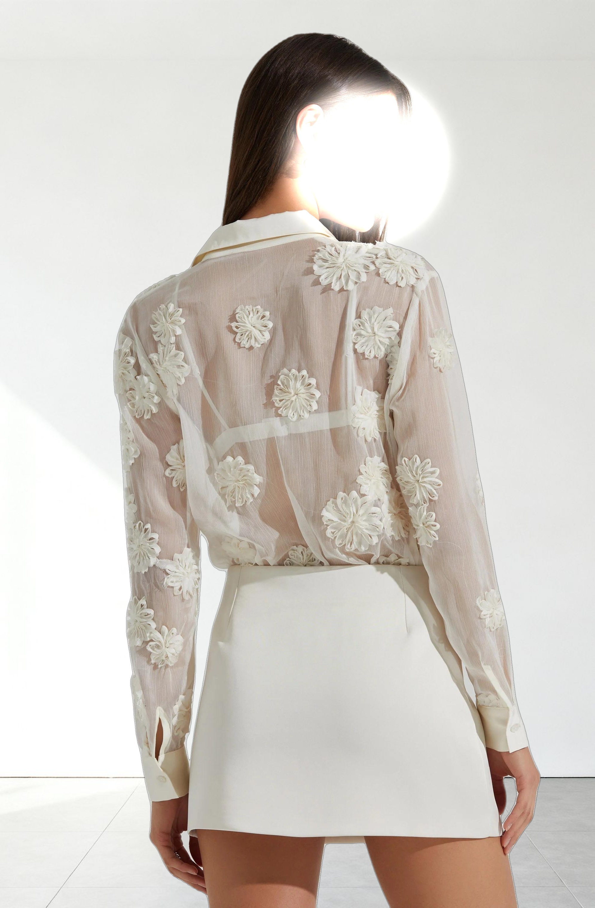 Ioannis Sheer 3D Floral Shirt