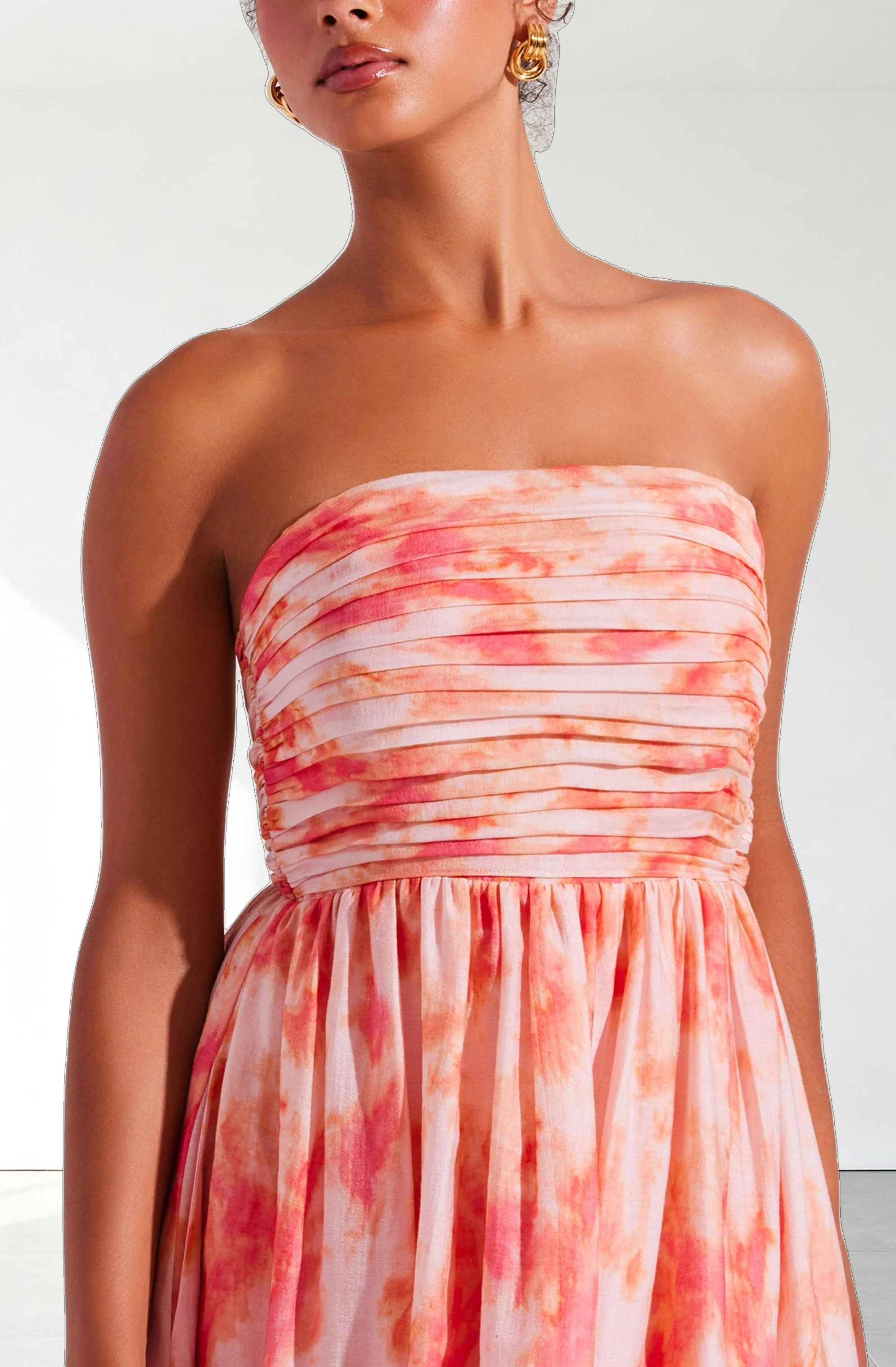Aneesha Strapless Pleated Dress
