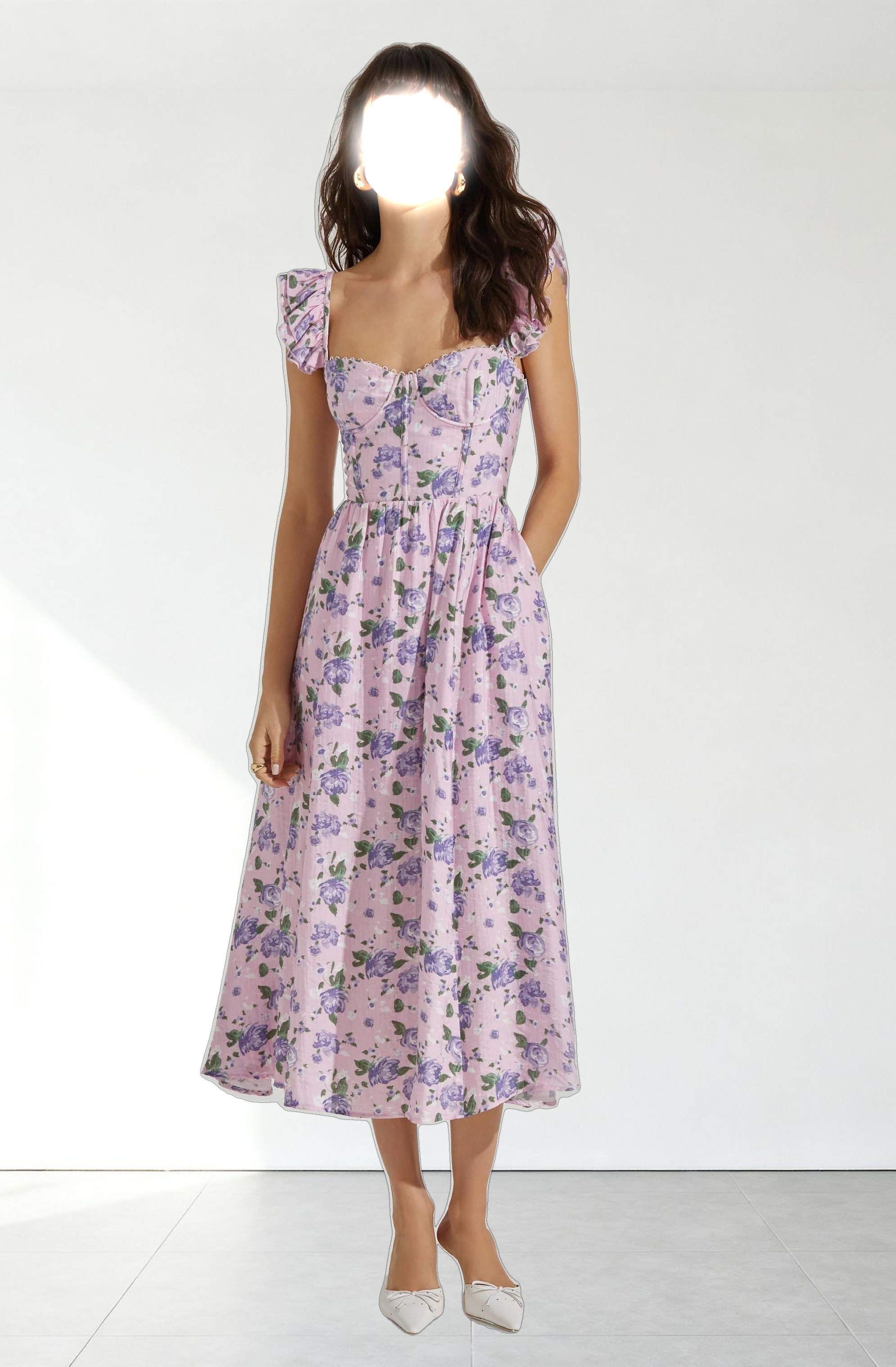 Wedelia Floral Bustier Midi Dress
