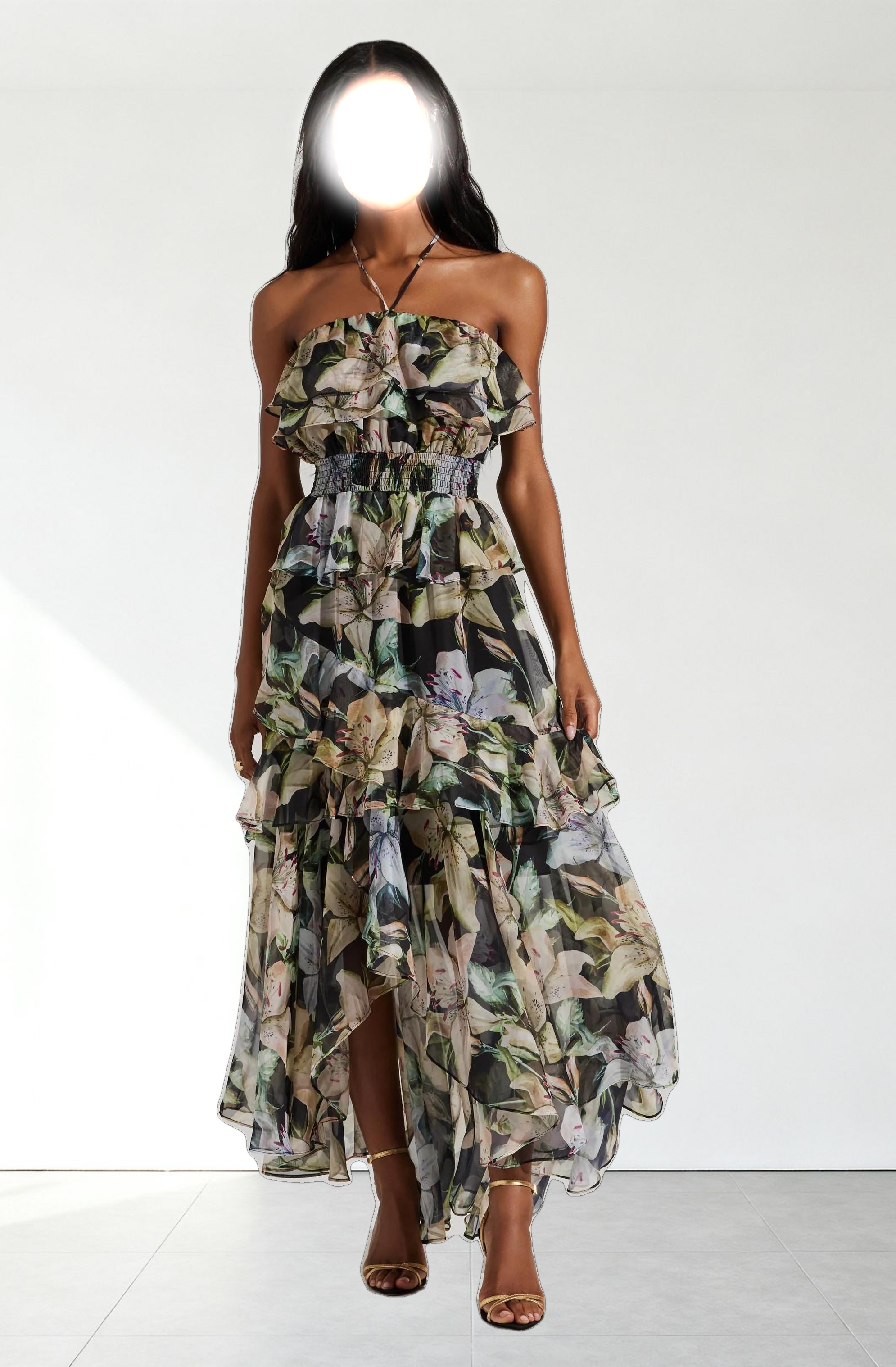 Elena Floral Halter Maxi Dress