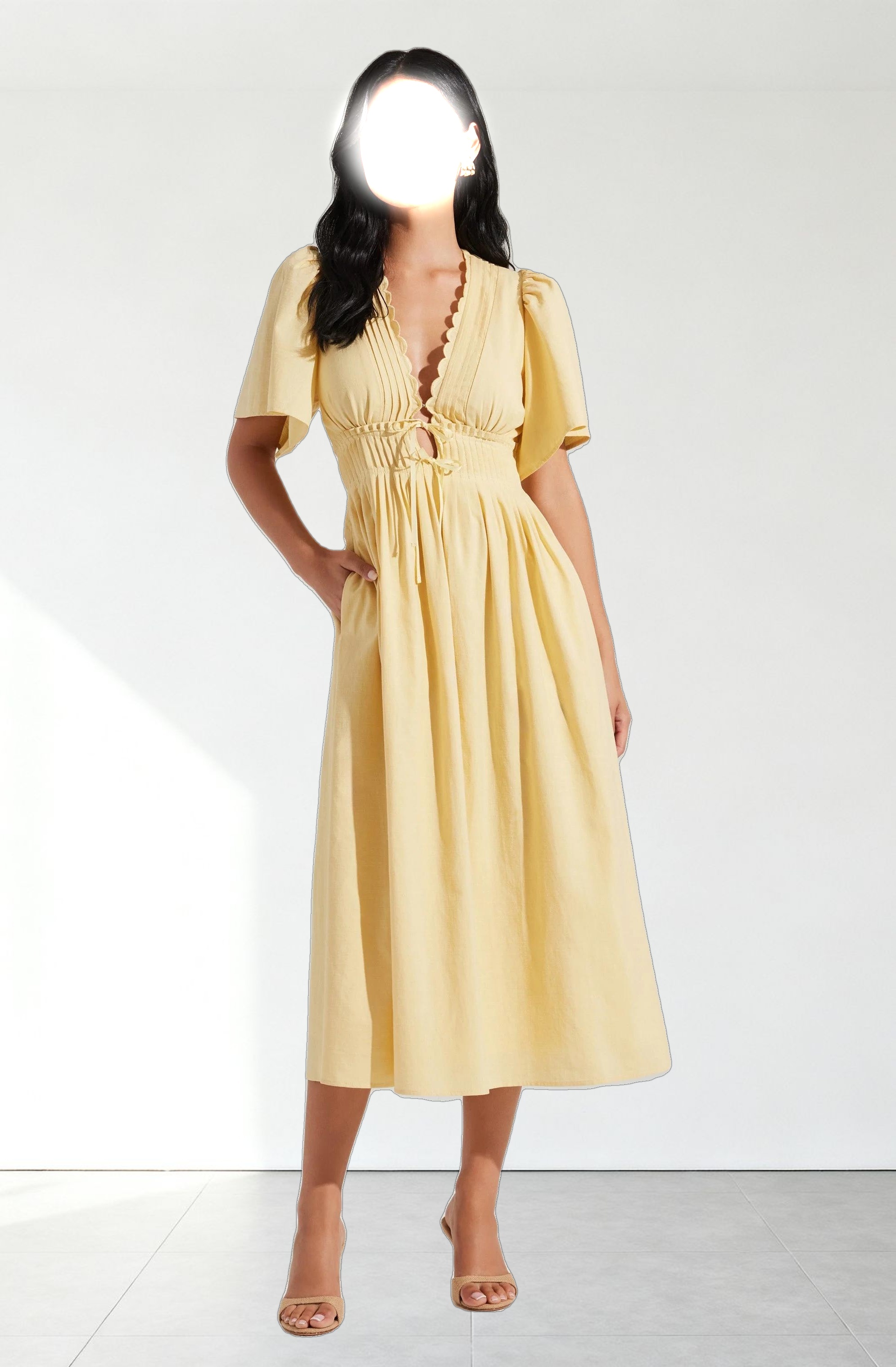 Hadleigh Scallop Trim Midi Dress