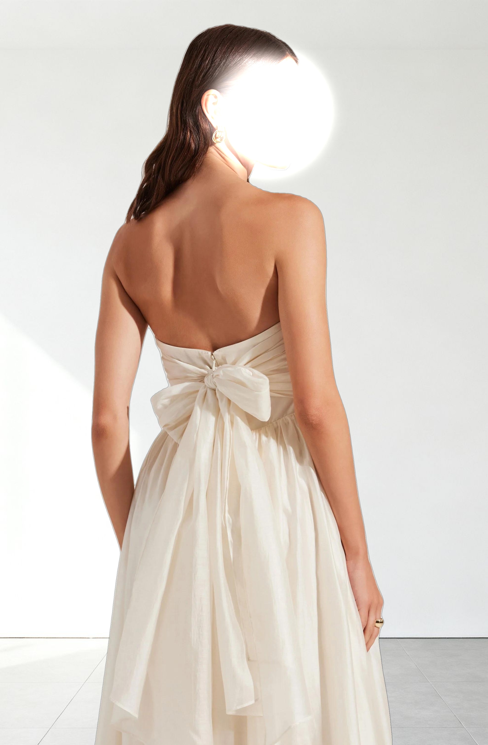 Aneesha Strapless Pleated Midi Dress