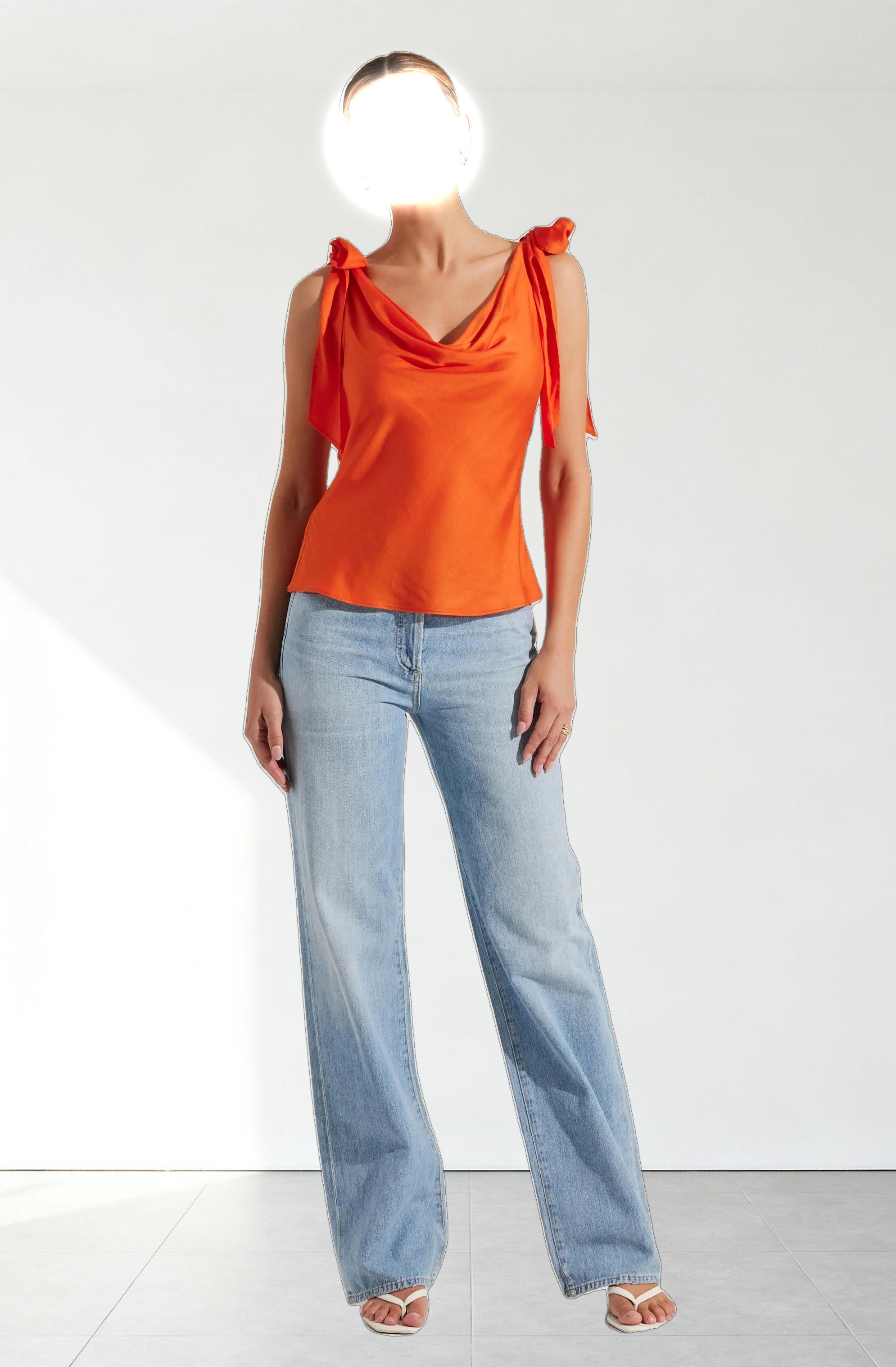 Allexina Satin Cowl Neck Top