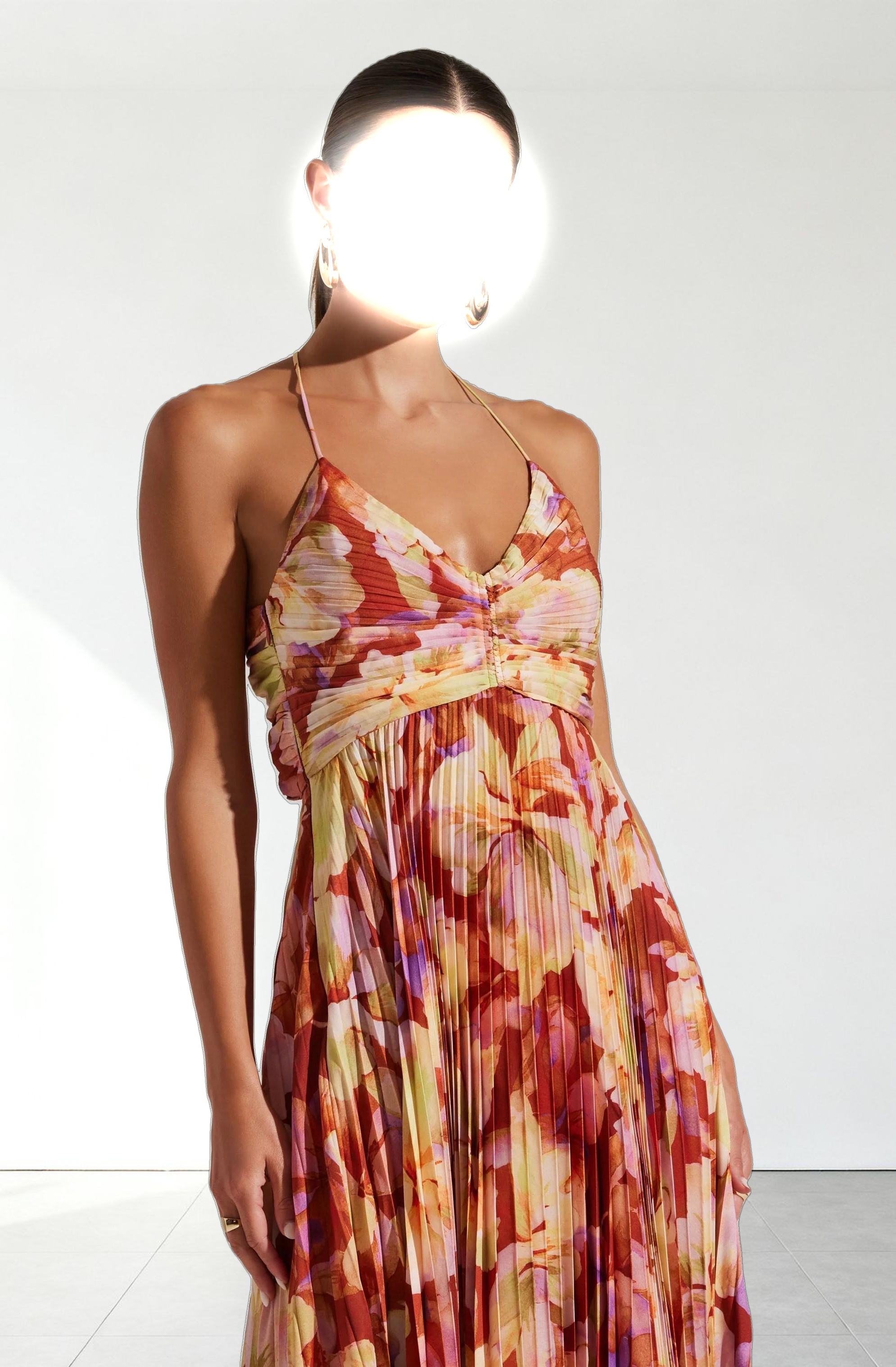 Blythe Floral Plisse Midi Dress