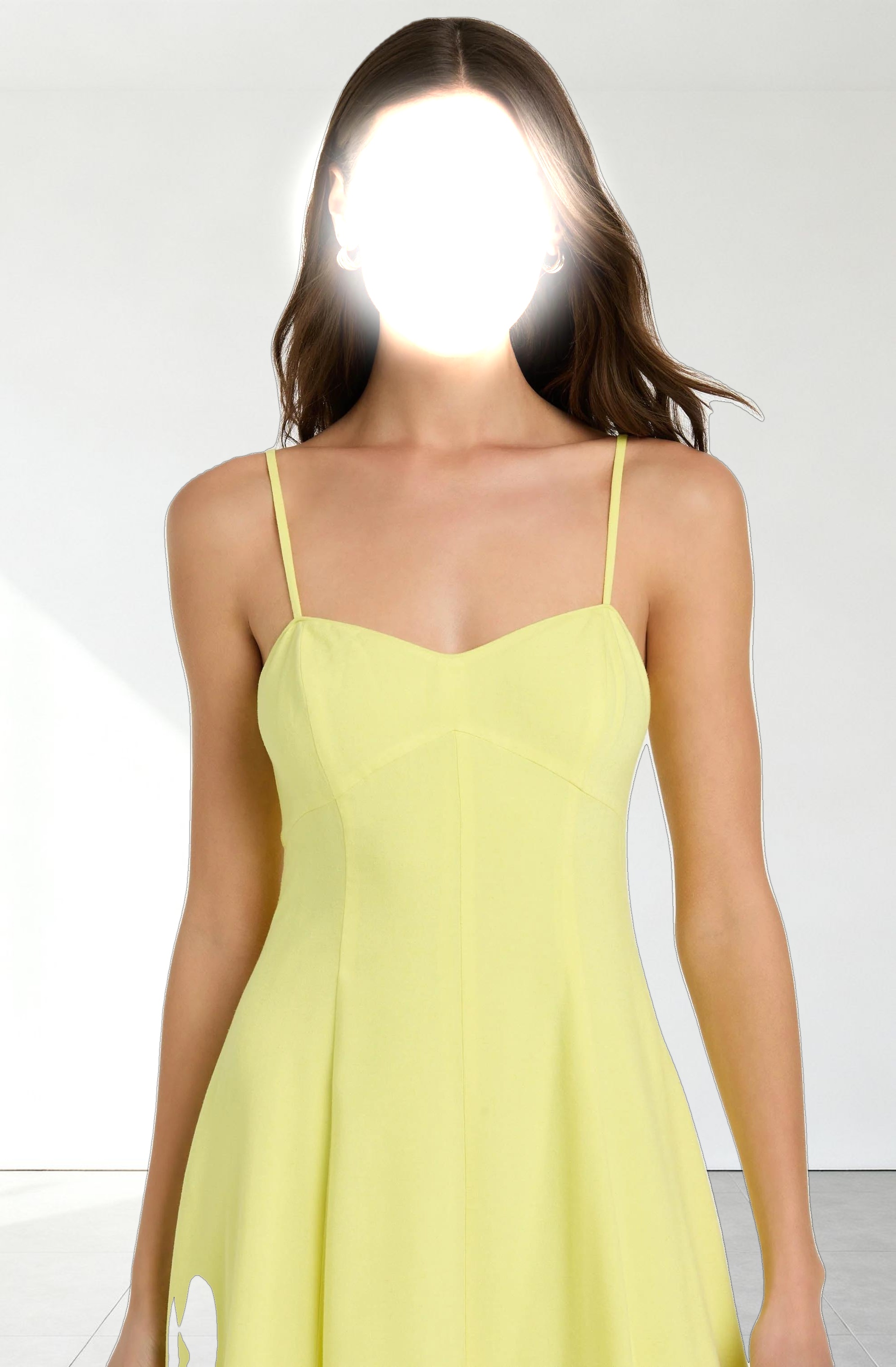 Linen-Blend A-Line Midi Dress