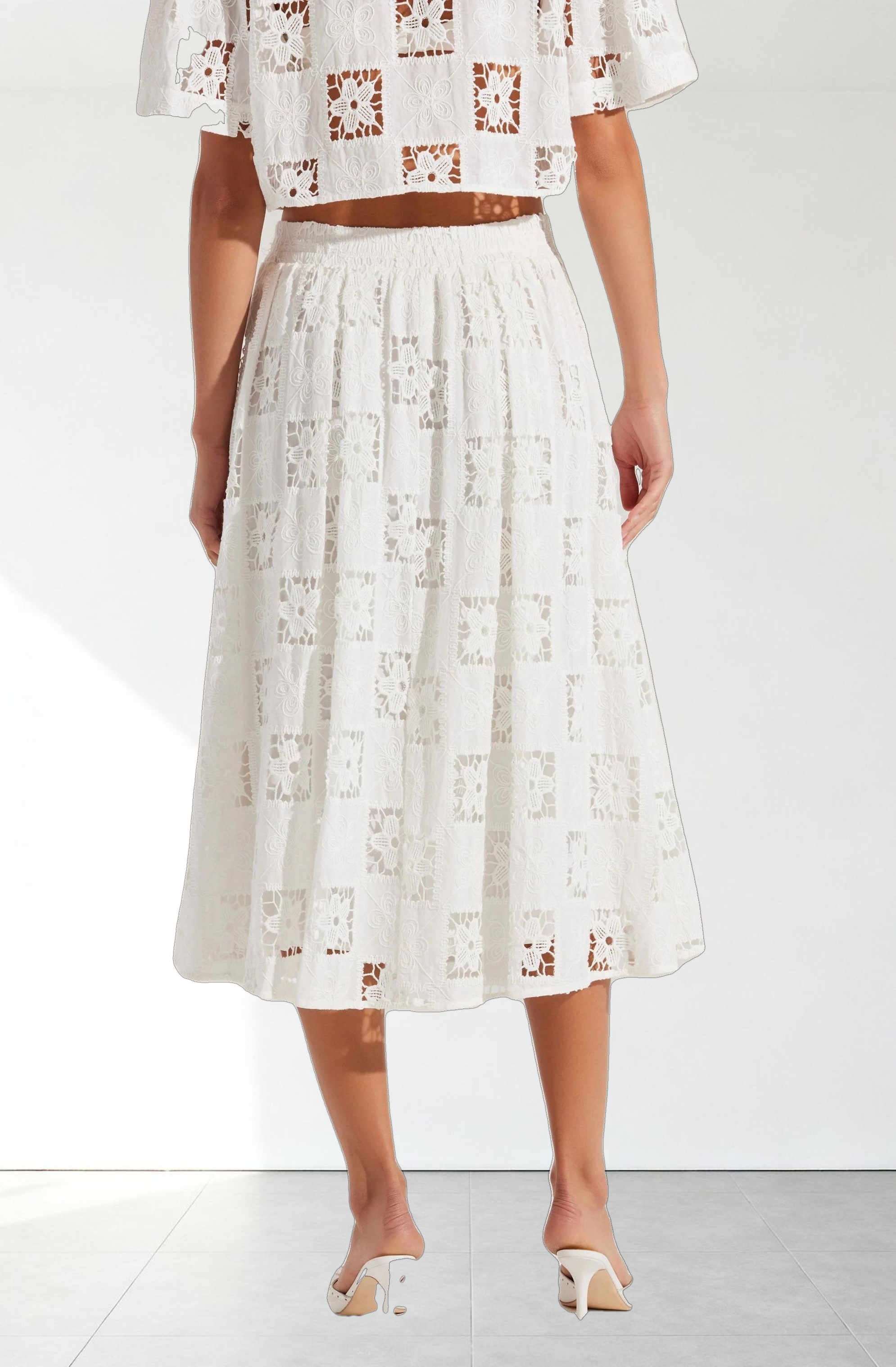 Andolina Crochet Lace Midi Skirt