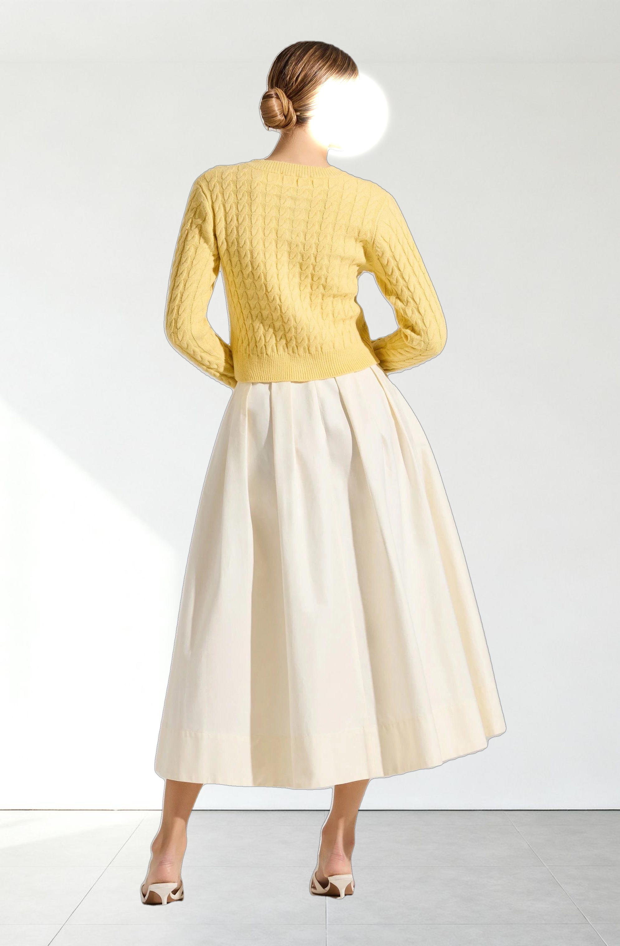 Full Flared Poplin Midi Skirt