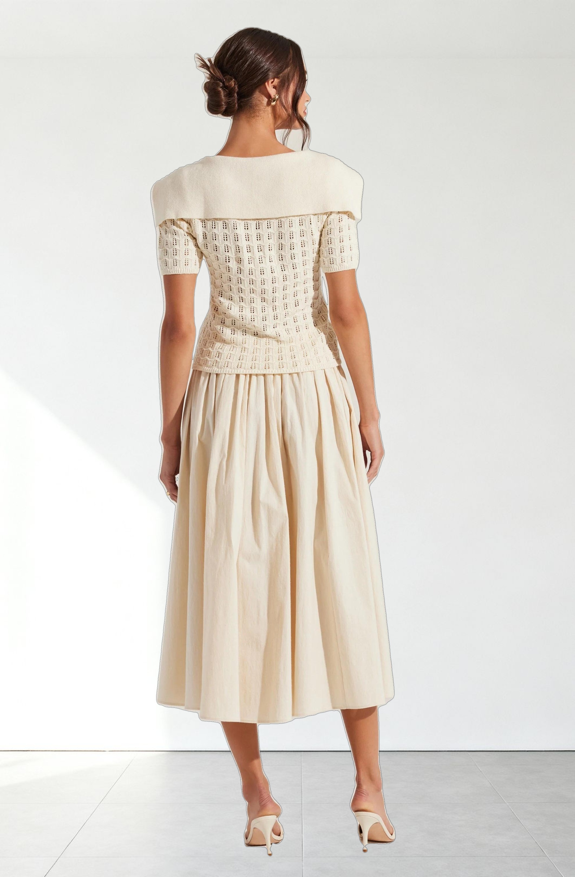 Analissa Pointelle Sailor Collar Cardigan