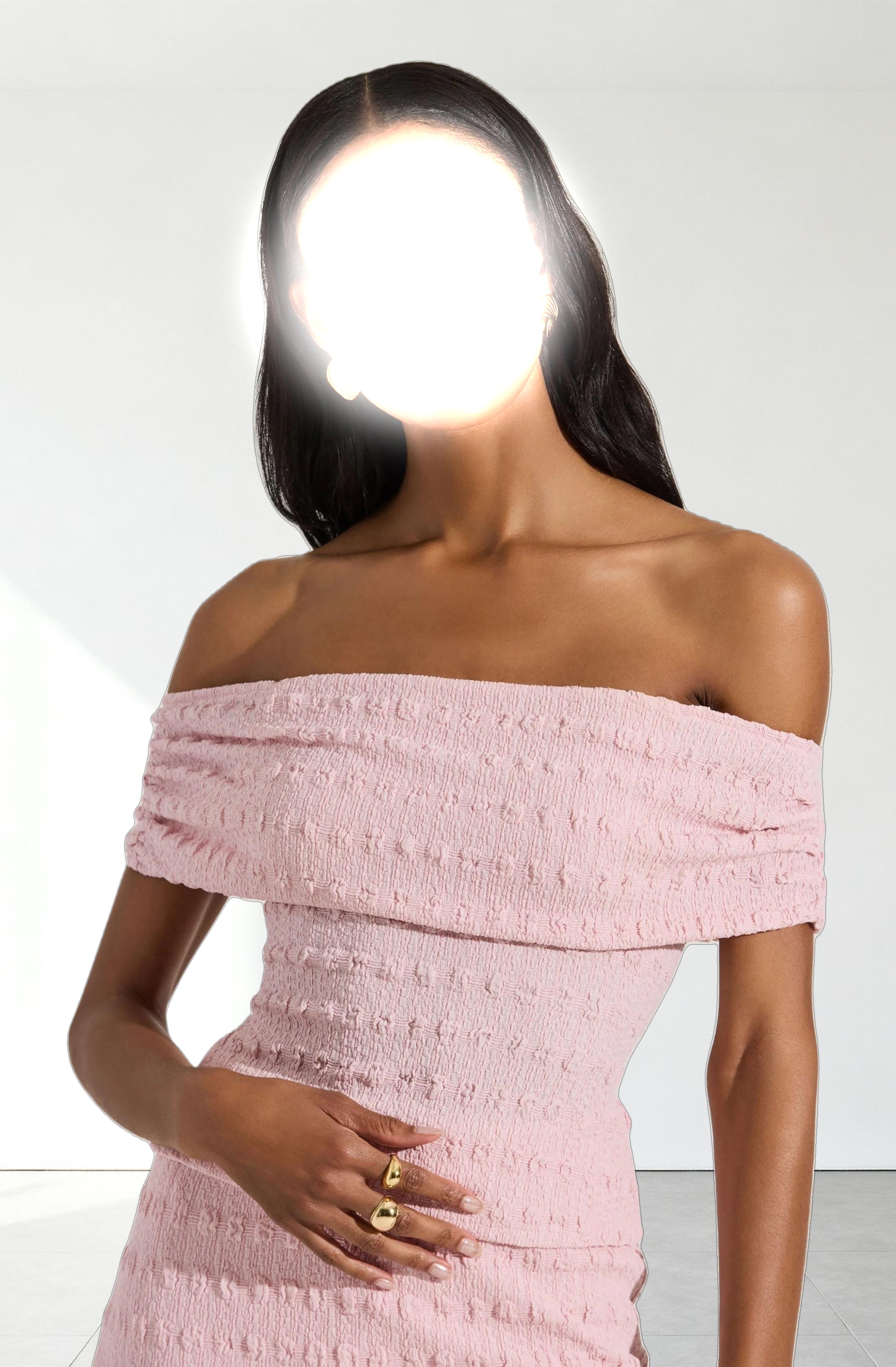 Off Shoulder Textured Knit Top