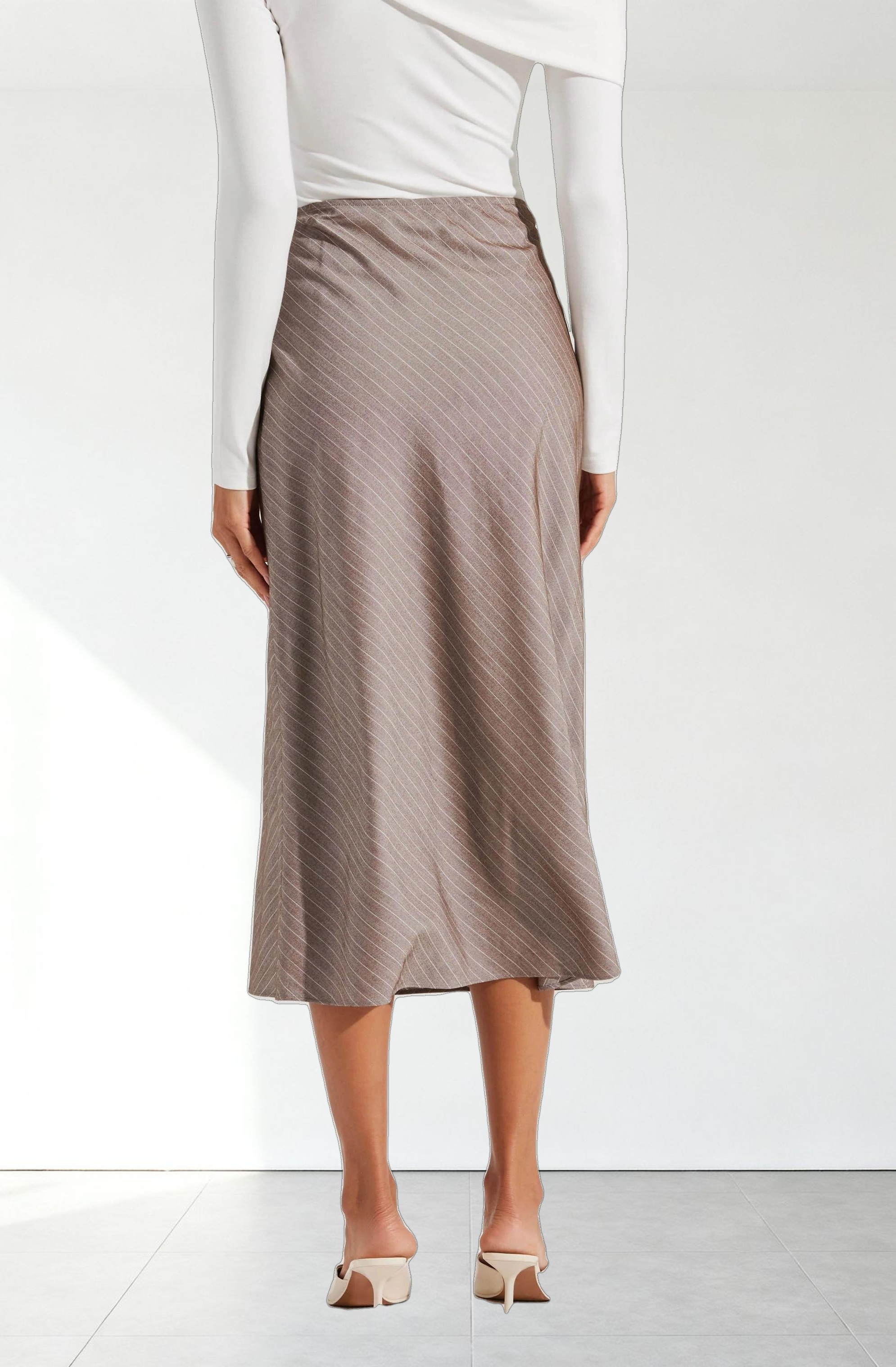 Striped Woven Midi Skirt