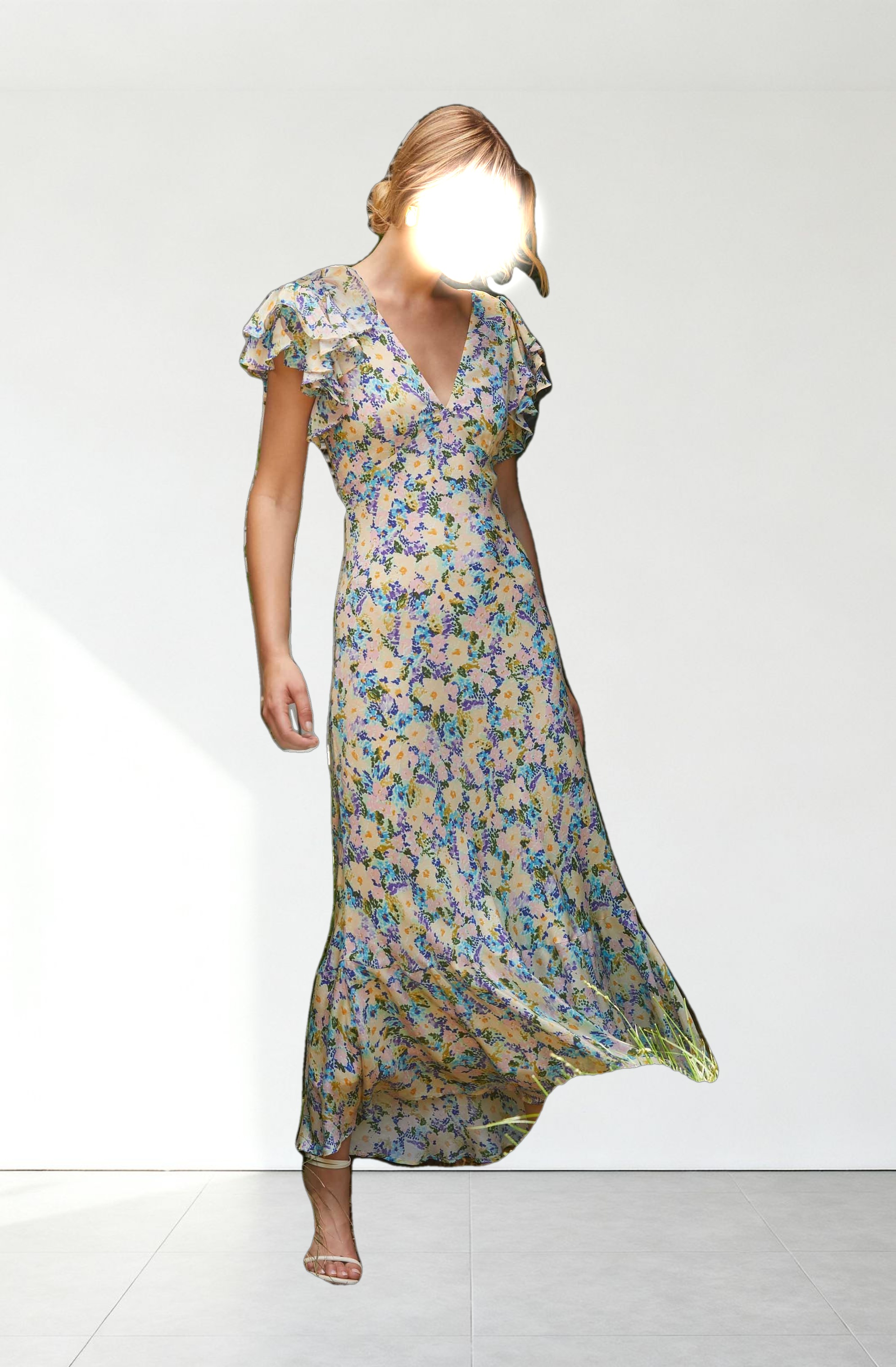 Celestine Floral Flutter Sleeve Midi Dress