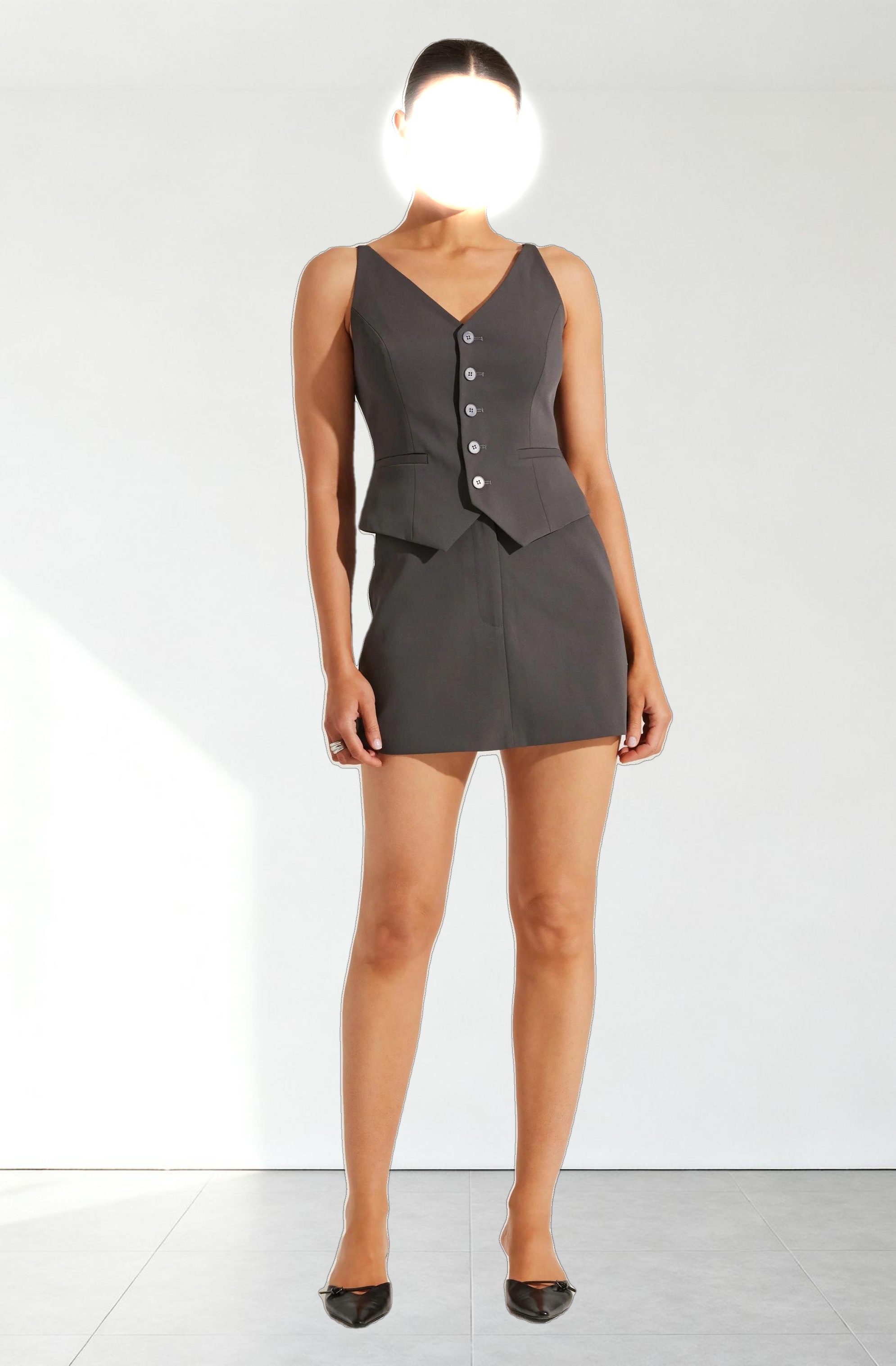 Tailored Button Up V-neck Vest