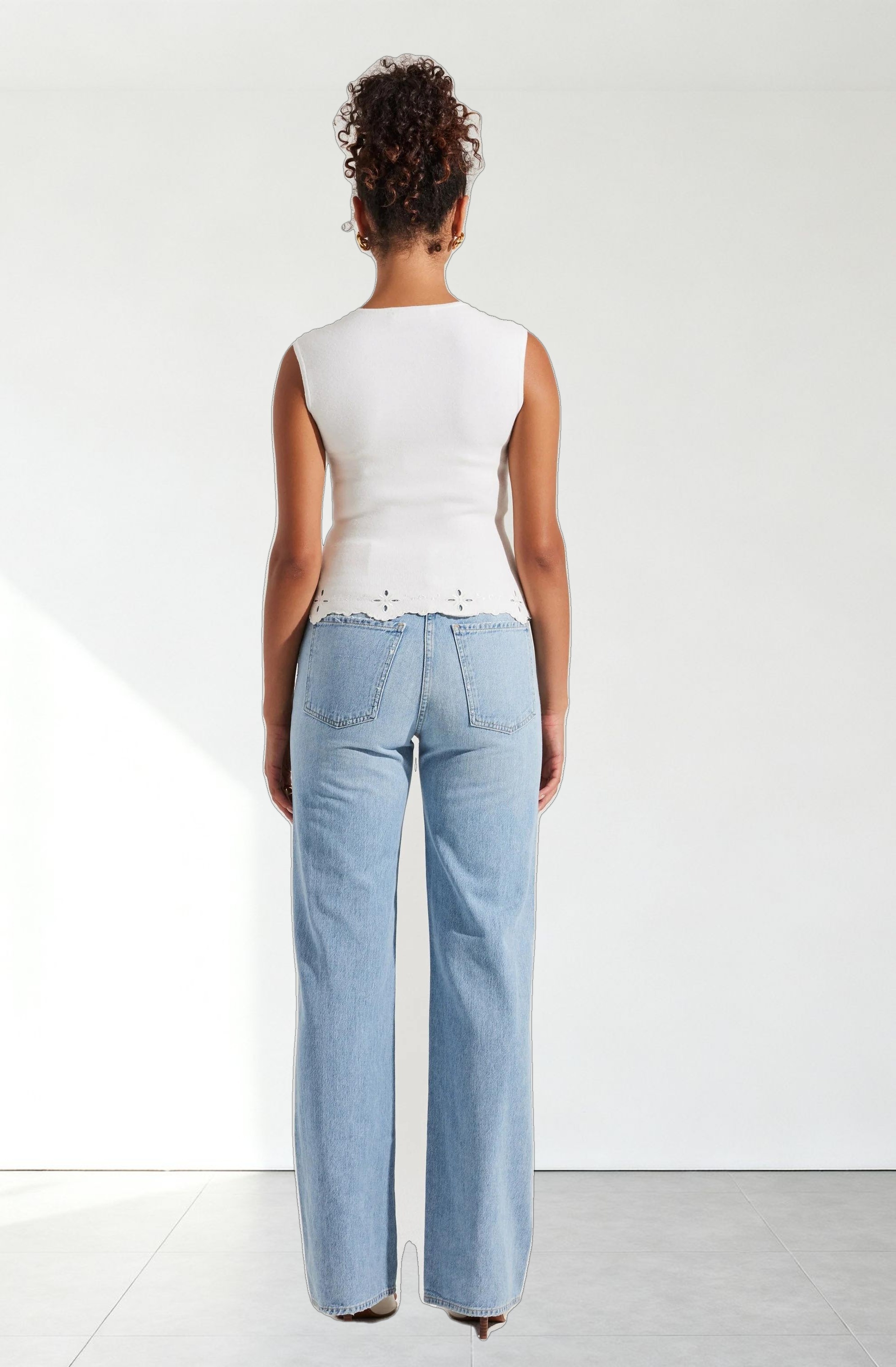 Ellamay Embroidered Trim Sweater Top