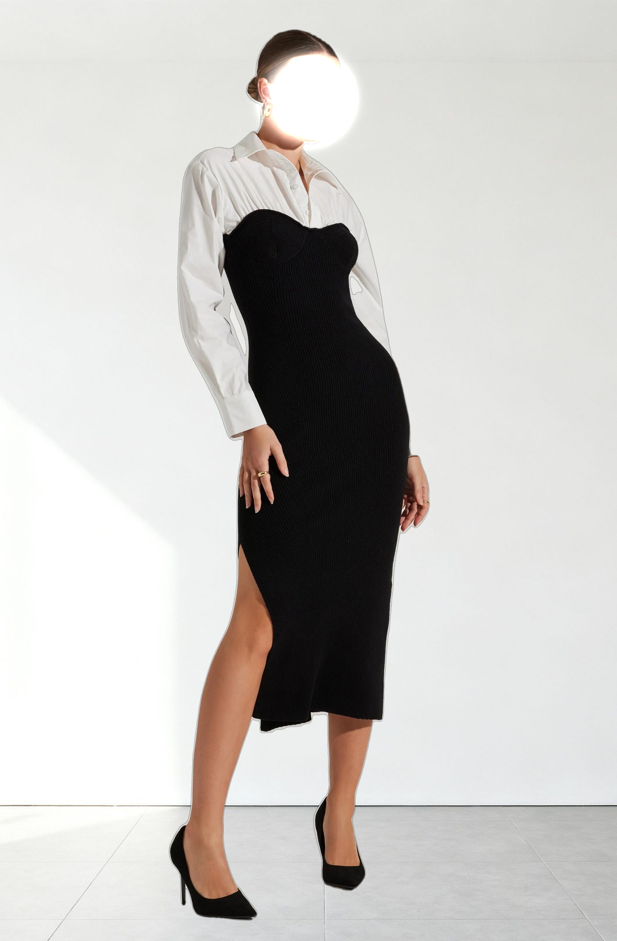 Allyn Contrast Midi Sweater Dress