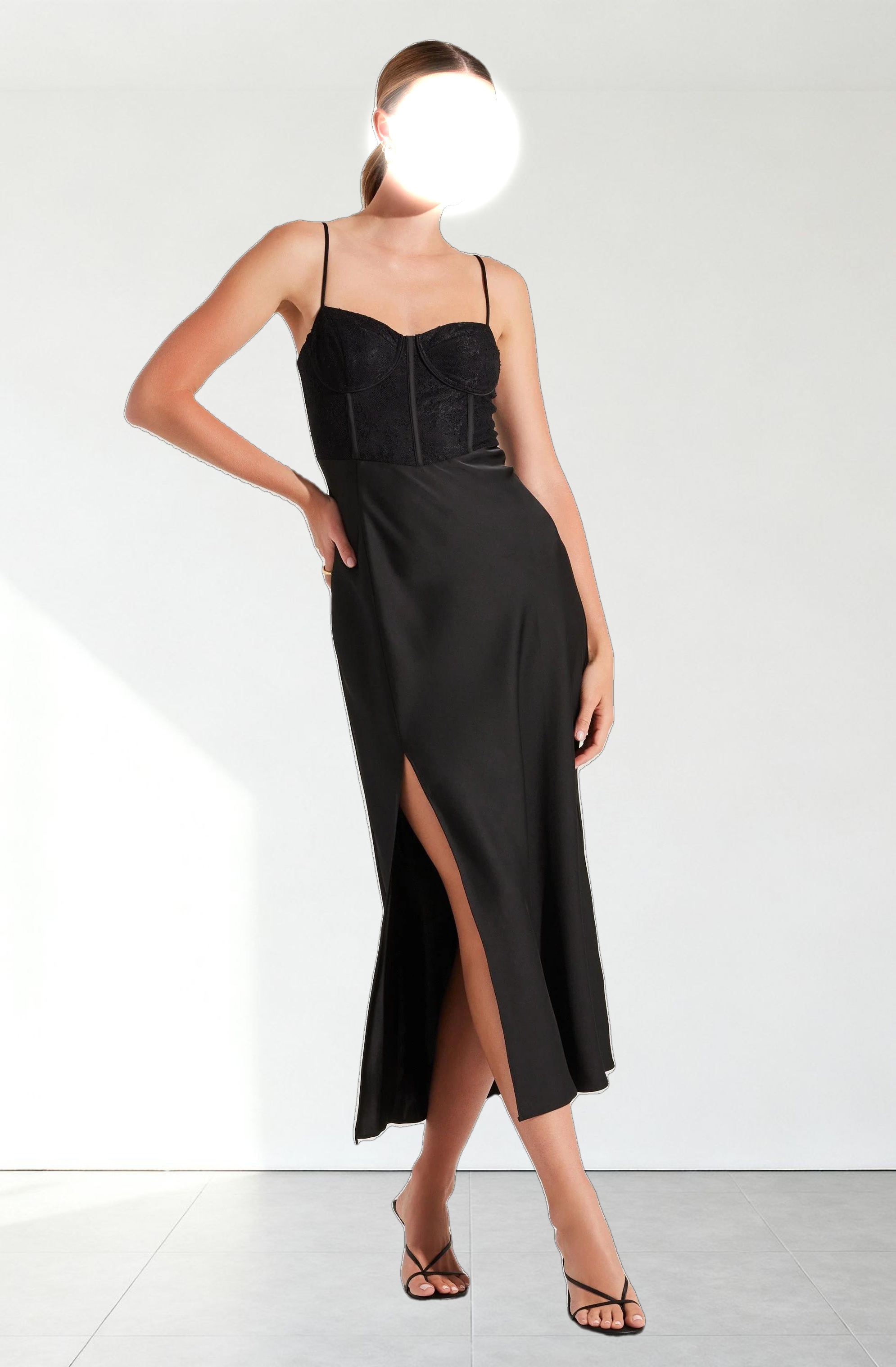 Lace Bustier Midi Dress