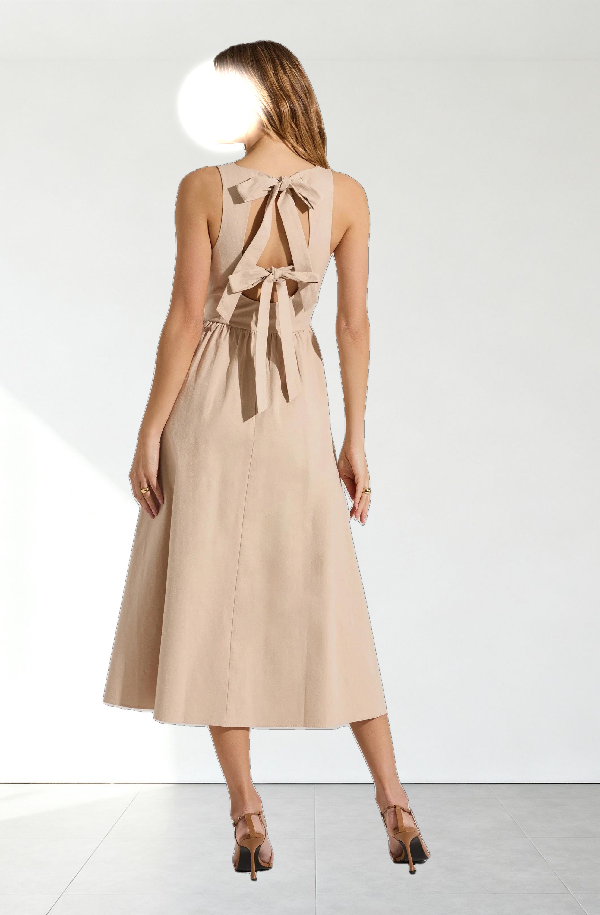 Bow Back Apron Midi Dress