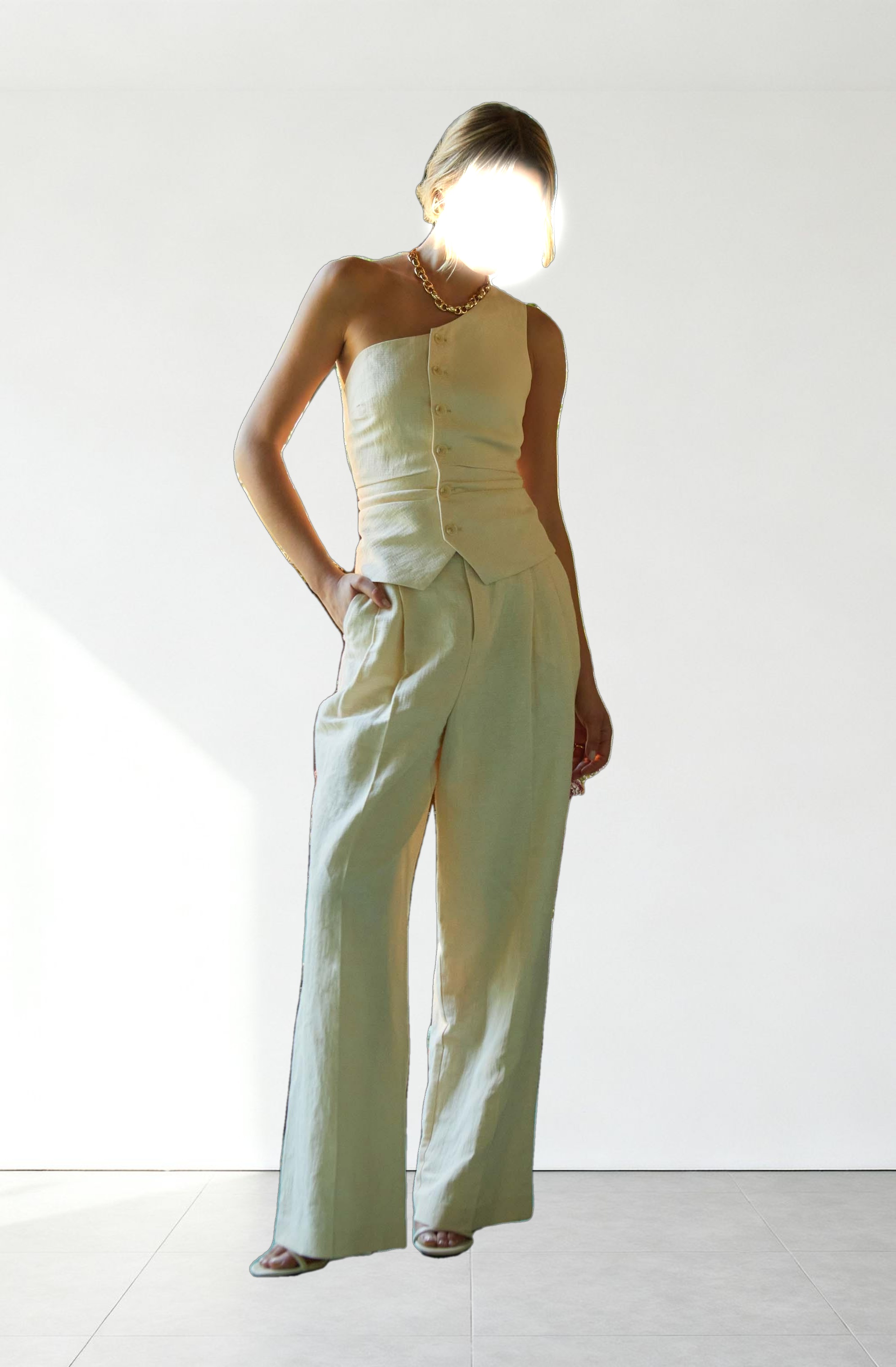 Bryony Linen Blend Pleated Pants