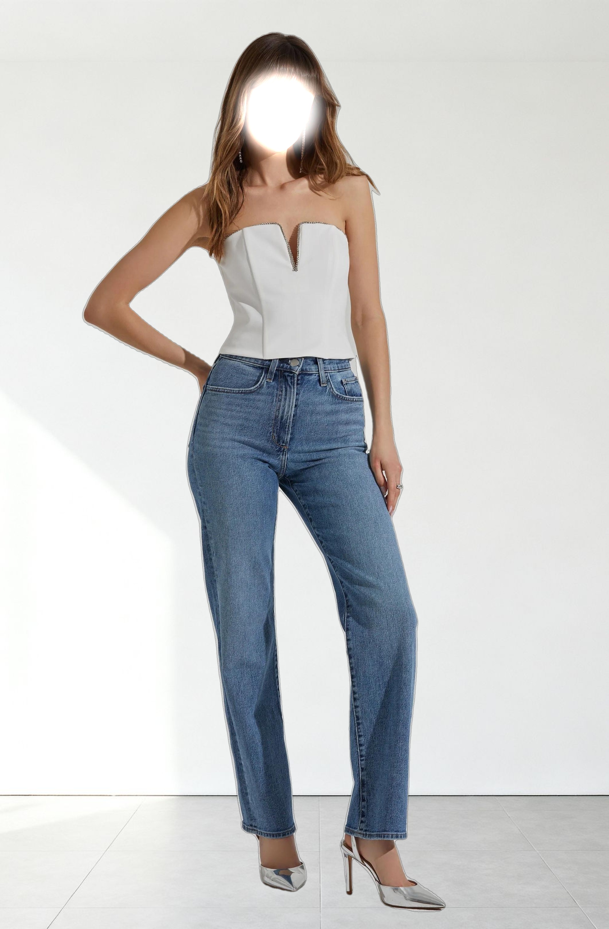 Amell Strapless Rhinestone Trim Top