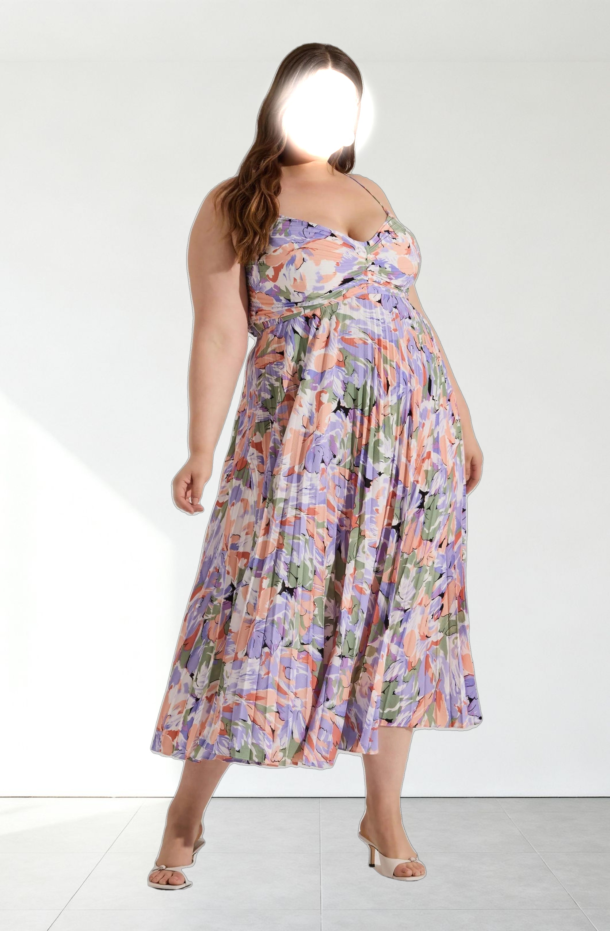 Blythe Floral Plisse Midi Dress