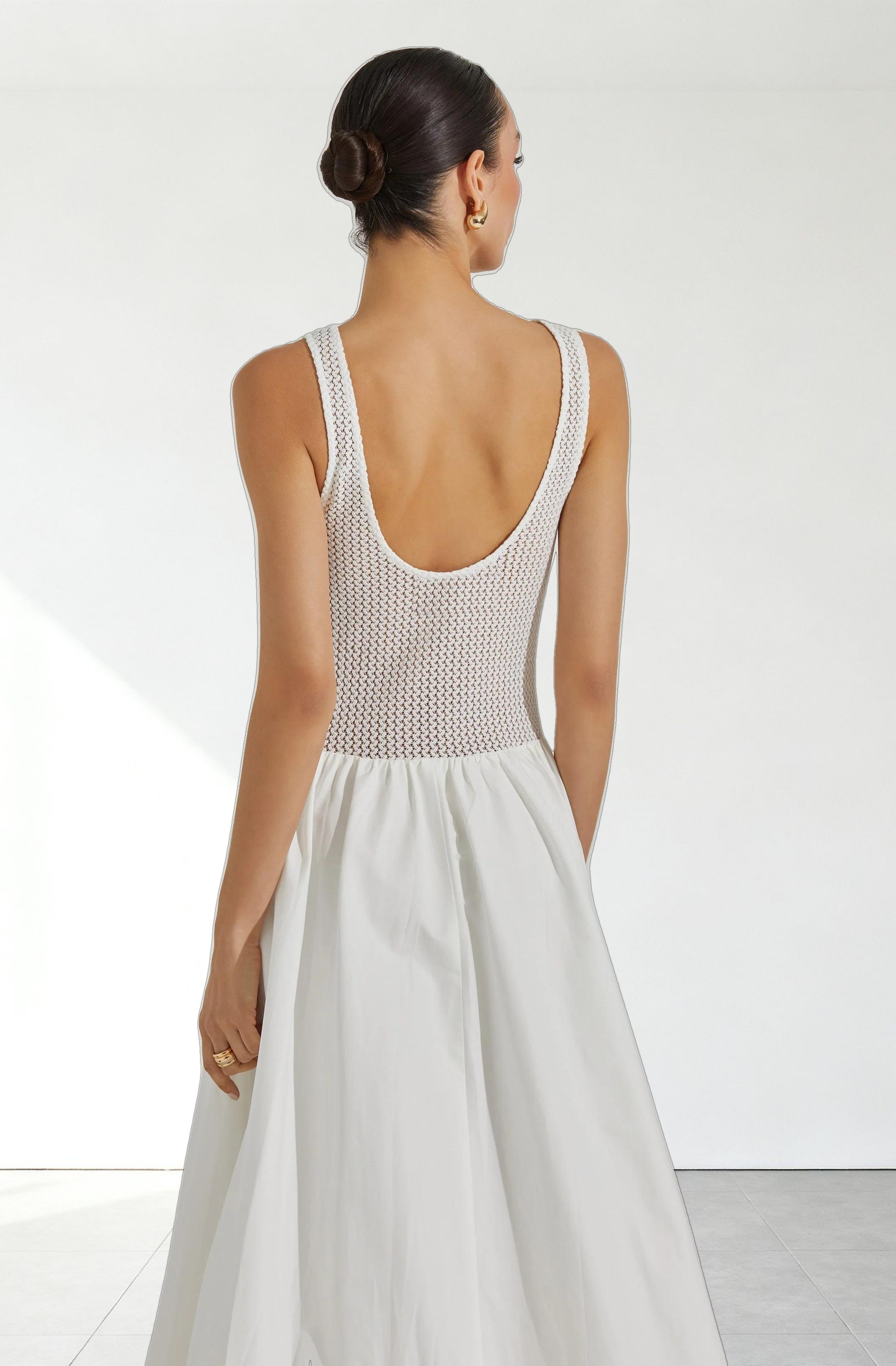 Contrast Bubble Hem Midi Dress