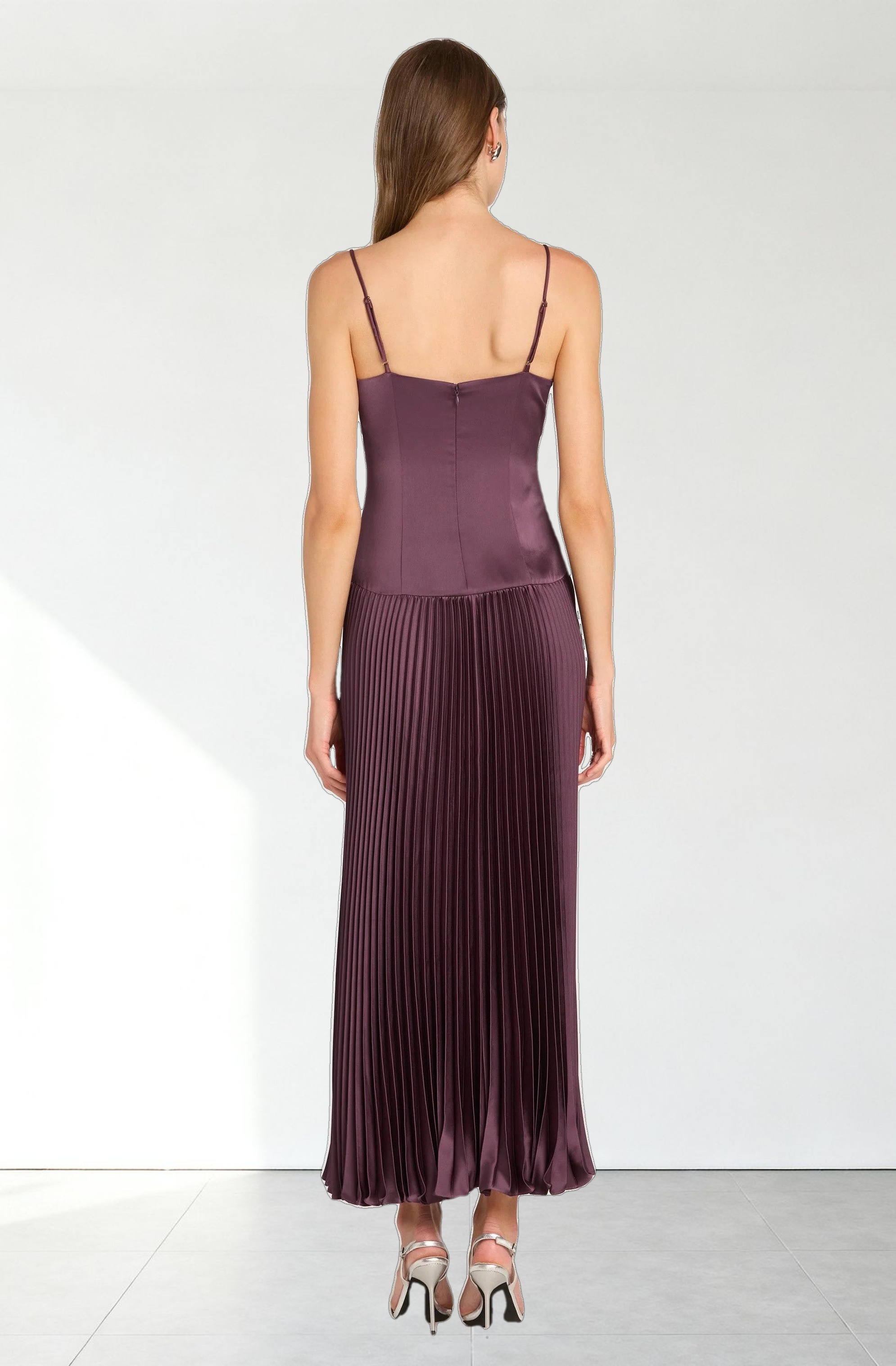 Pleated Drop Waist Maxi Dress