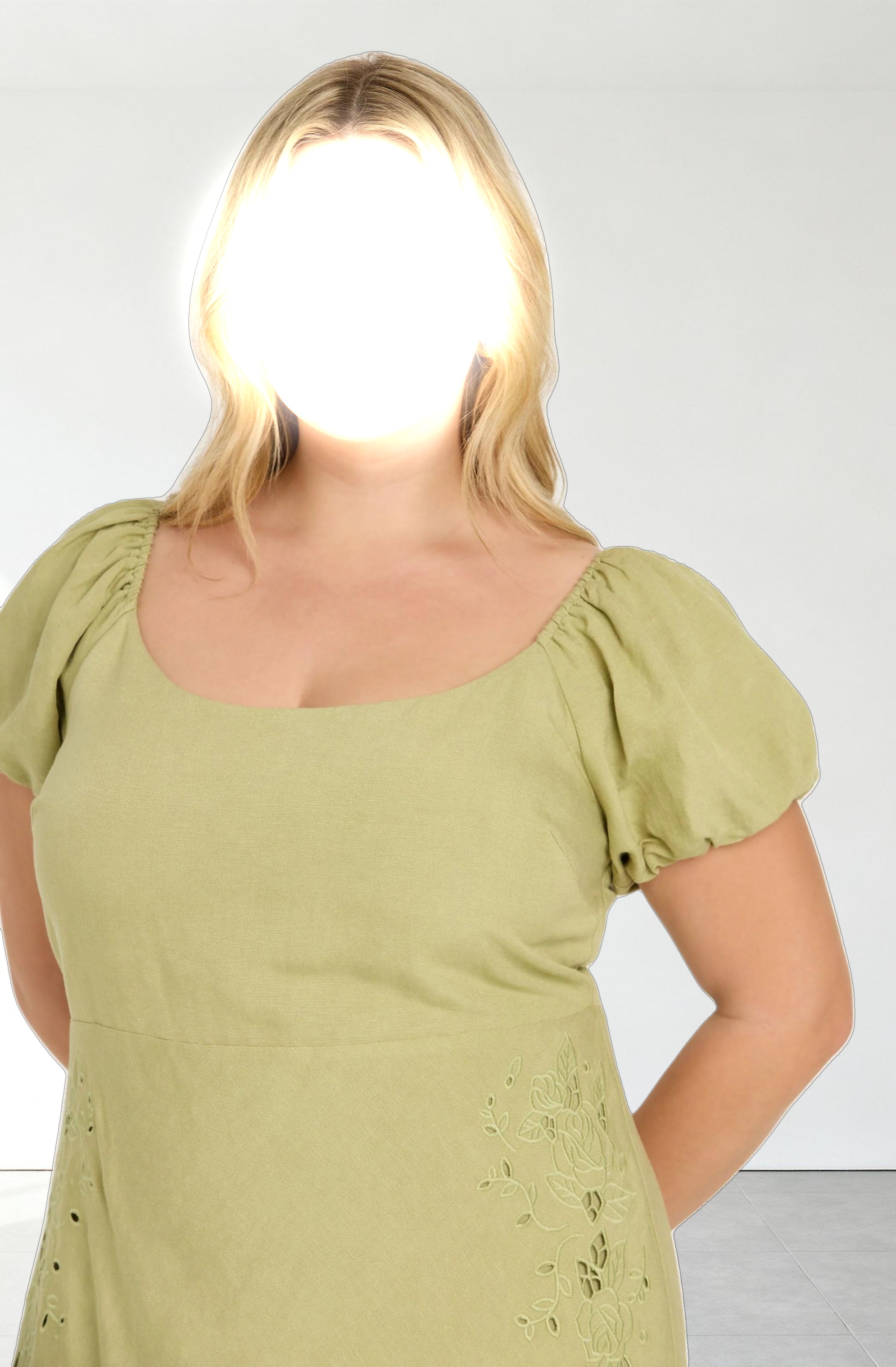 Leocadia Embroidered Puff Sleeve Dress