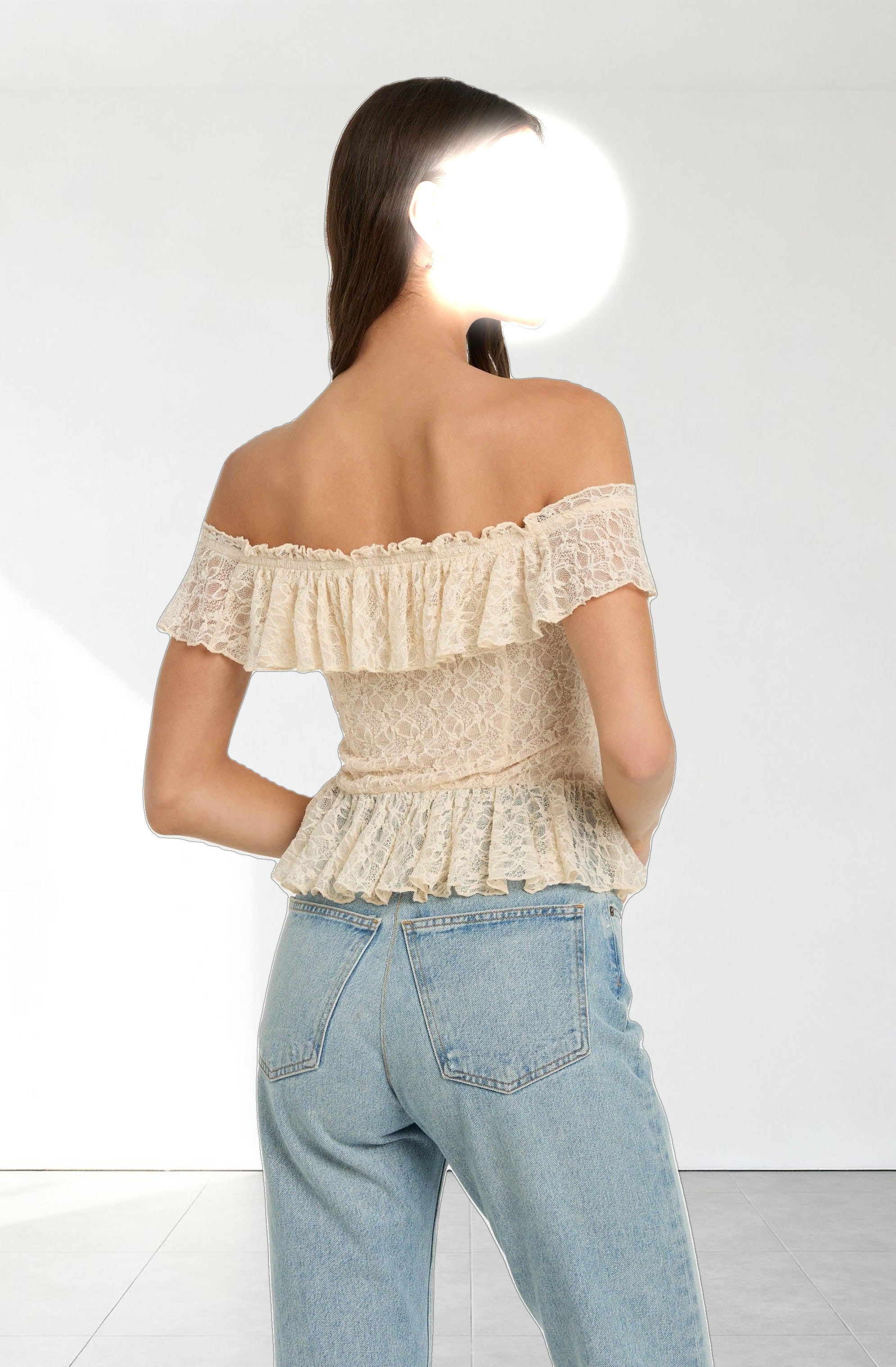 Lace Off Shoulder Ruffle Top