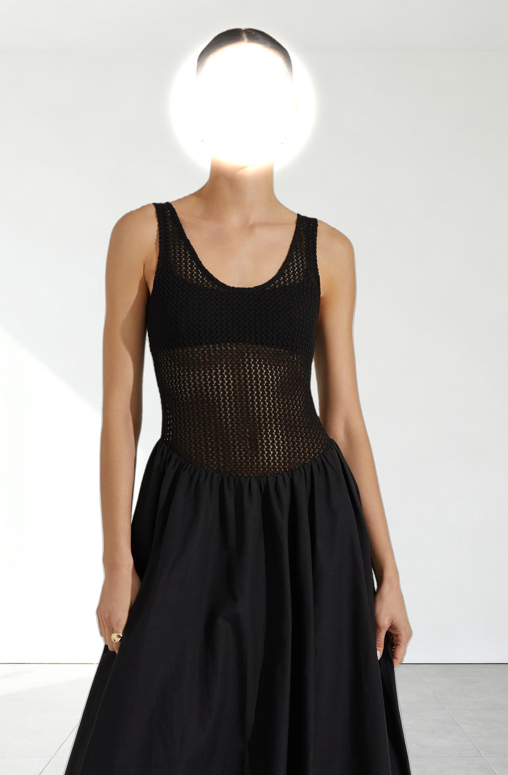 Contrast Bubble Hem Midi Dress