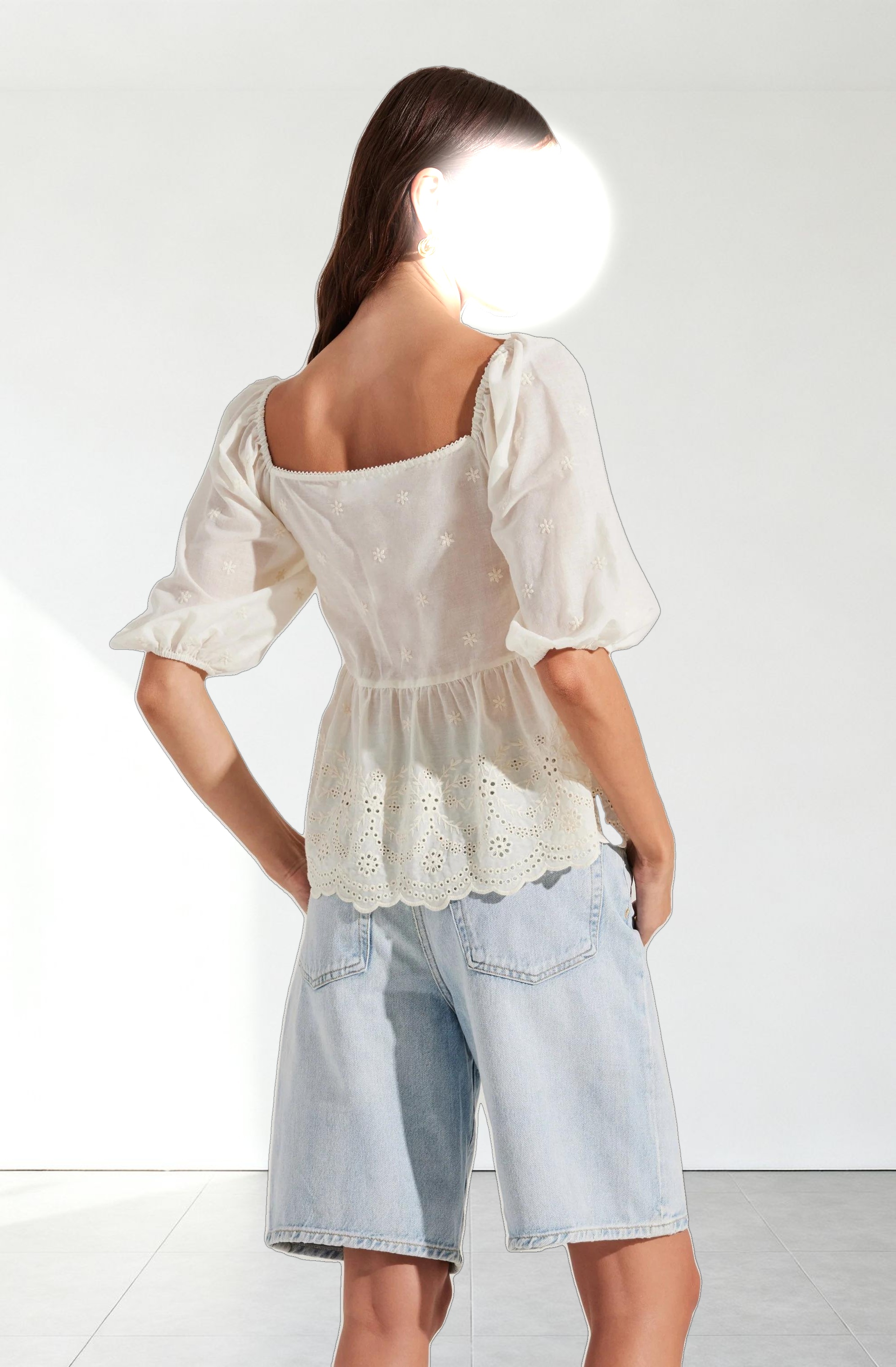 Ezmae Embroidered Tie-Front Top