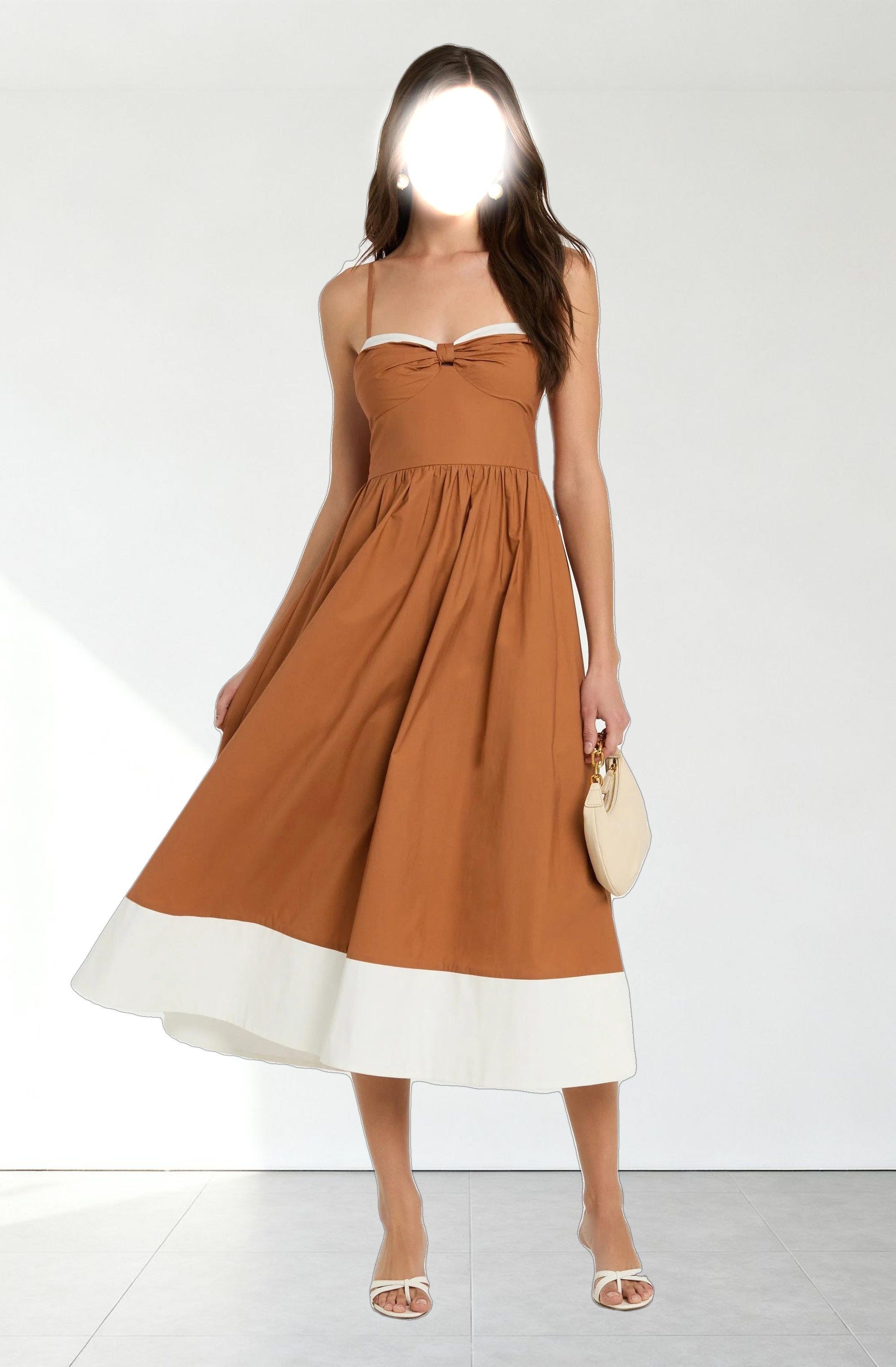Contrast Sweetheart Midi Dress