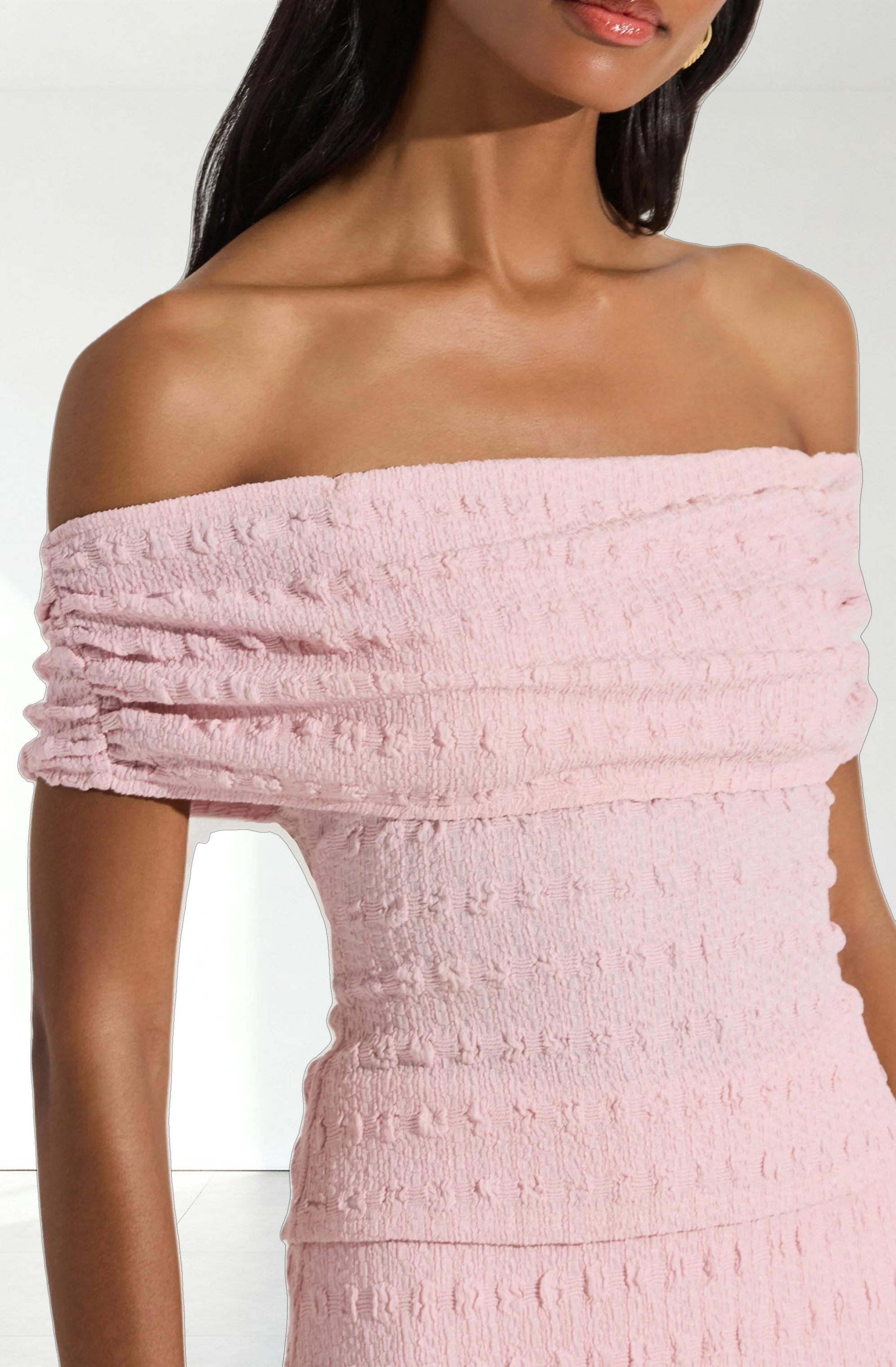 Off Shoulder Textured Knit Top